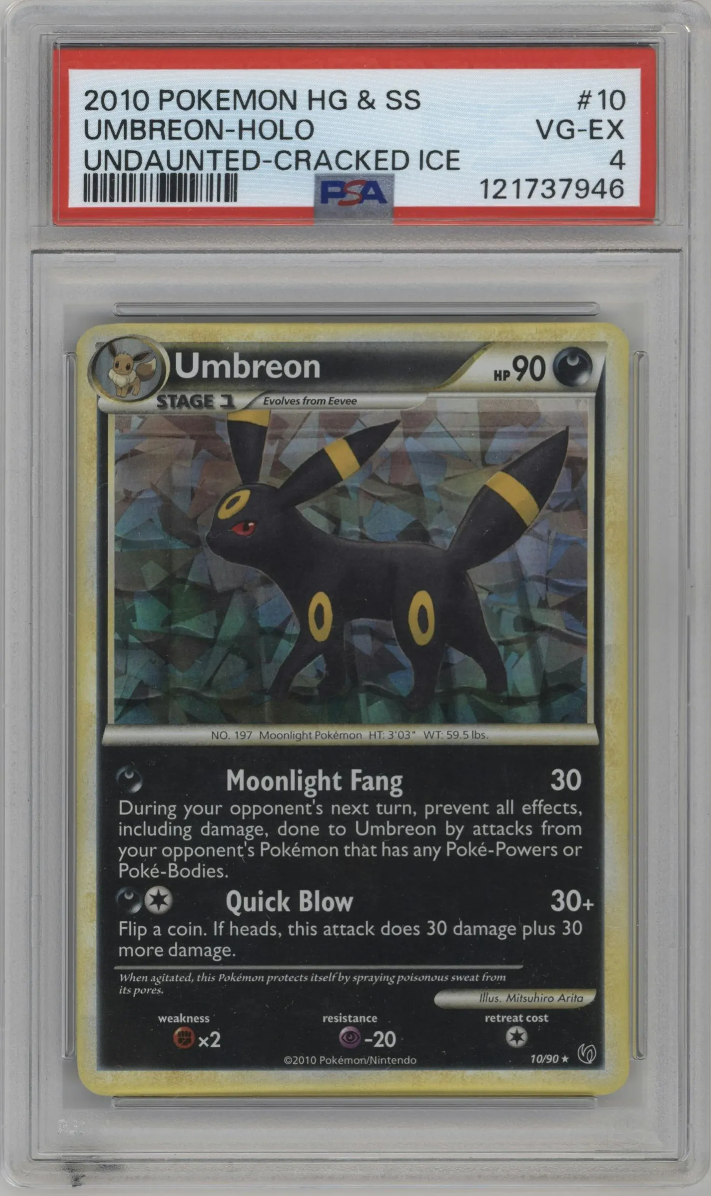 2010 Pokemon HG & SS Undaunted Umbreon #10 PSA 4