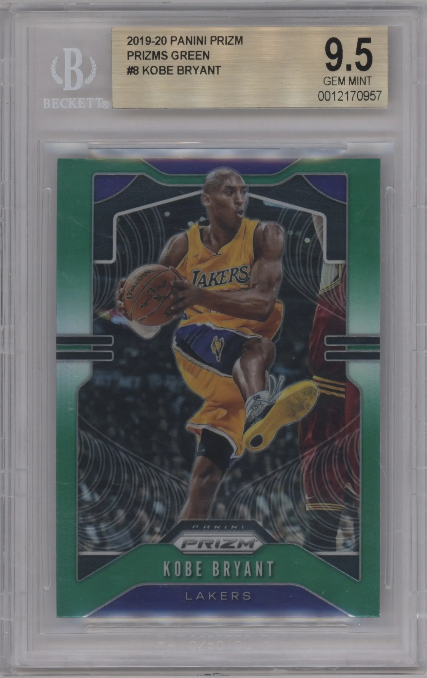 2019 Panini Prizm Kobe Bryant Green Prizm #8 BGS 9.5