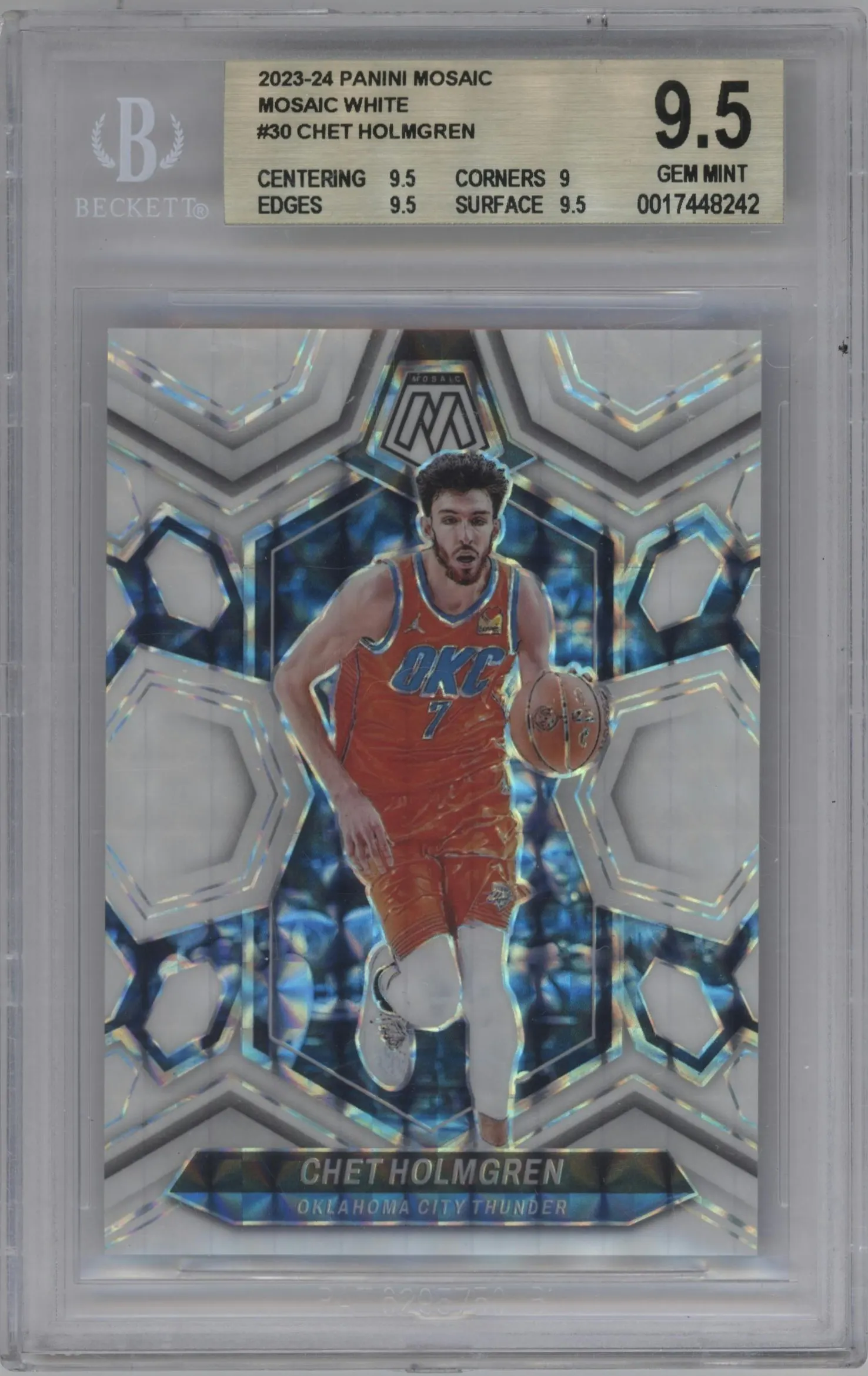 2023 Panini Mosaic Chet Holmgren White Mosaic #30 BGS 9.5
