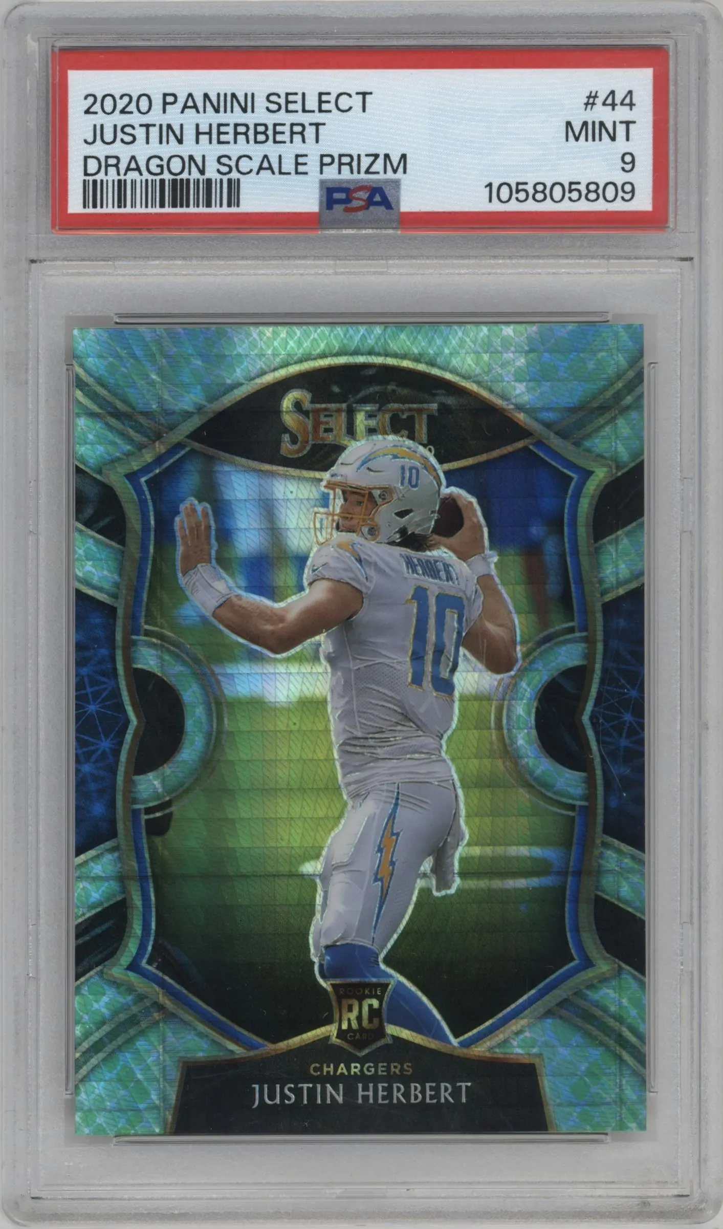 2020 Panini Select Justin Herbert Dragon Scale PSA 9