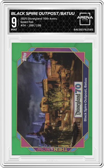 2025 Topps Disneyland 70th Anniversary Black Spire Outpost/Batuu Green Foil ARENA CLUB 9