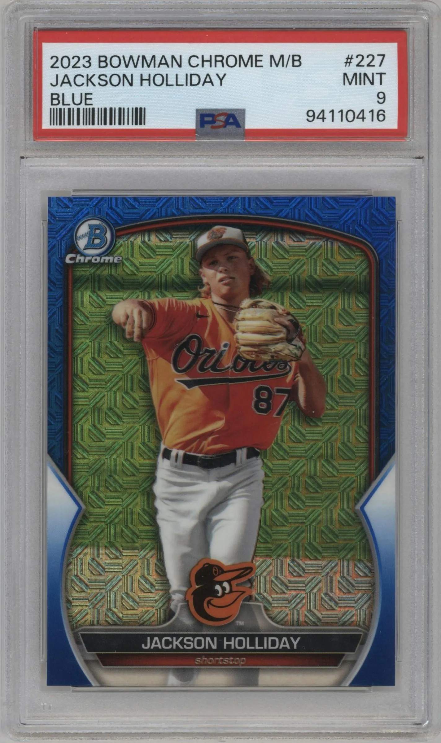 2023 Bowman Chrome Mega Box Jackson Holliday Blue Refractor #BCP-227 PSA 9
