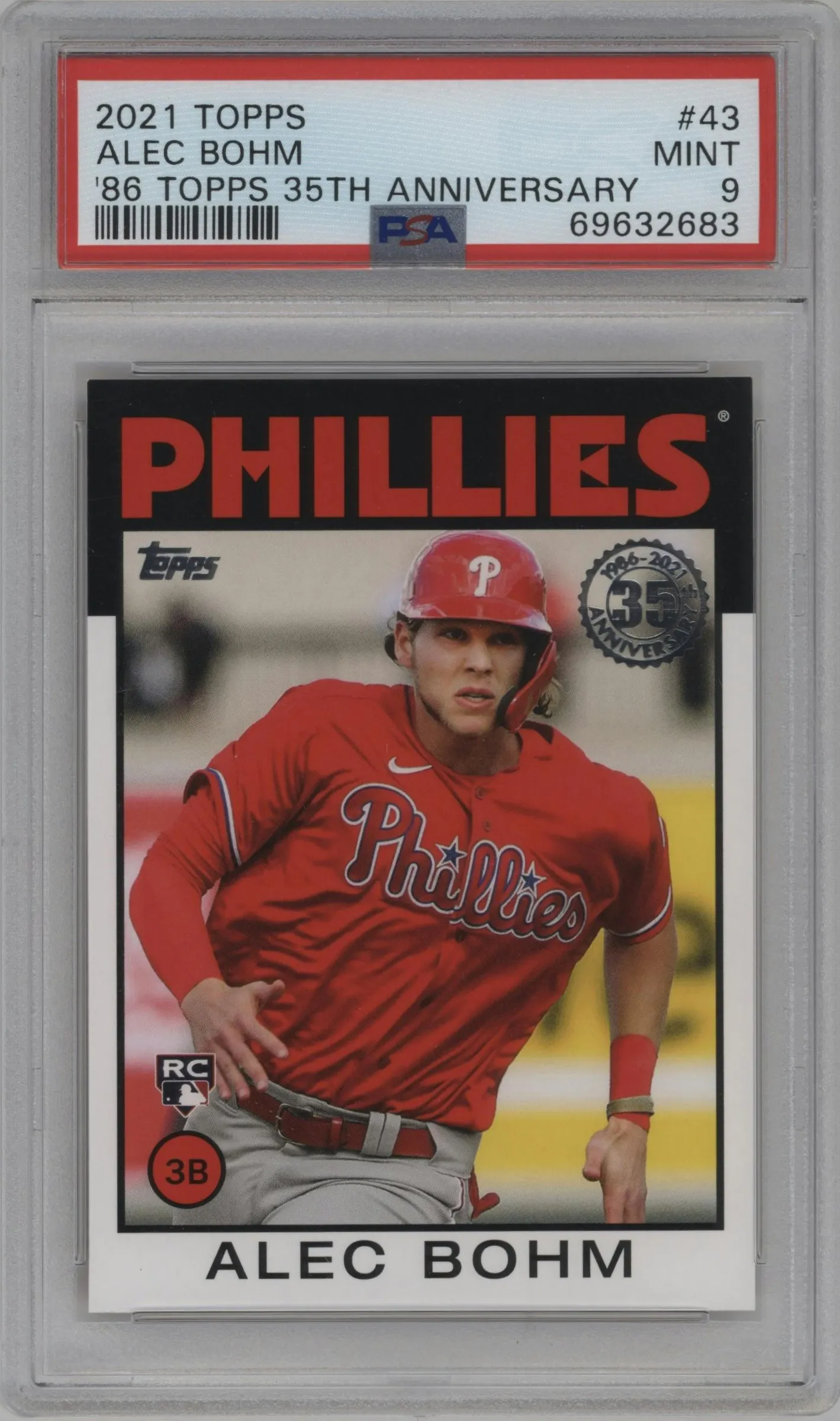2021 Topps Series 1 1986 Topps Alec Bohm PSA 9