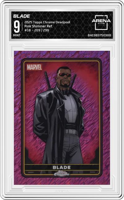 2025 Topps Chrome Deadpool Blade Pink Shimmer Refractor ARENA CLUB 9