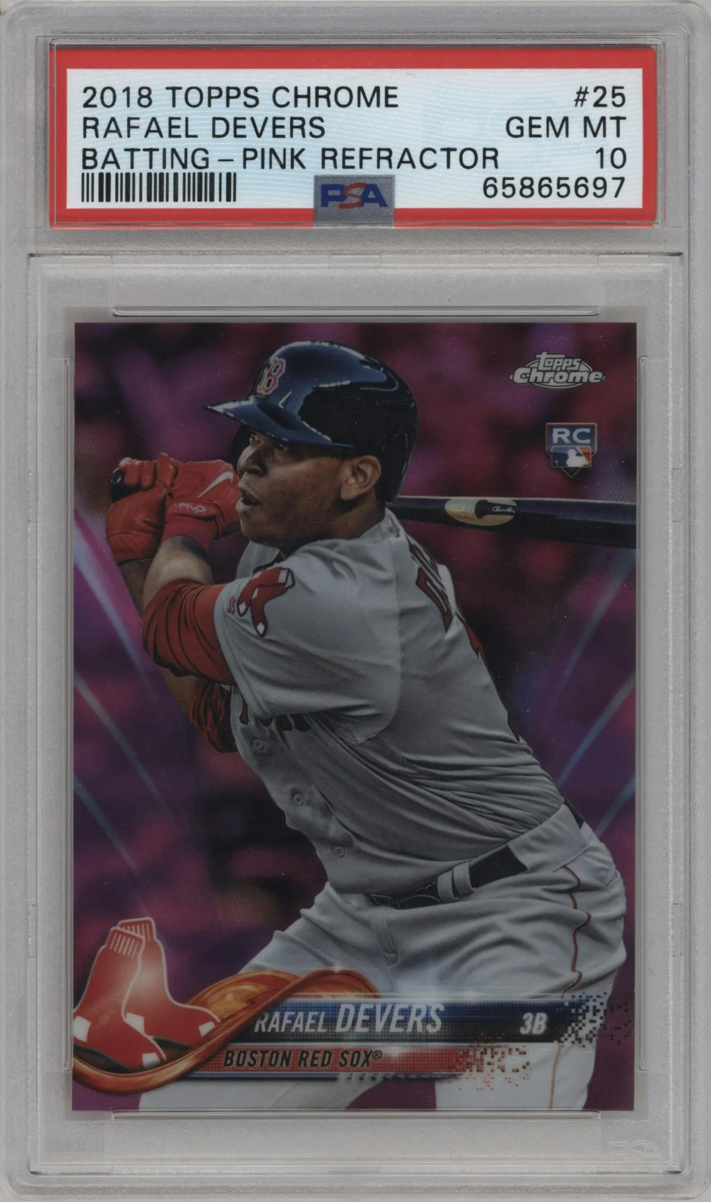 2018 Topps Chrome Rafael Devers Pink Refractor #25 PSA 10