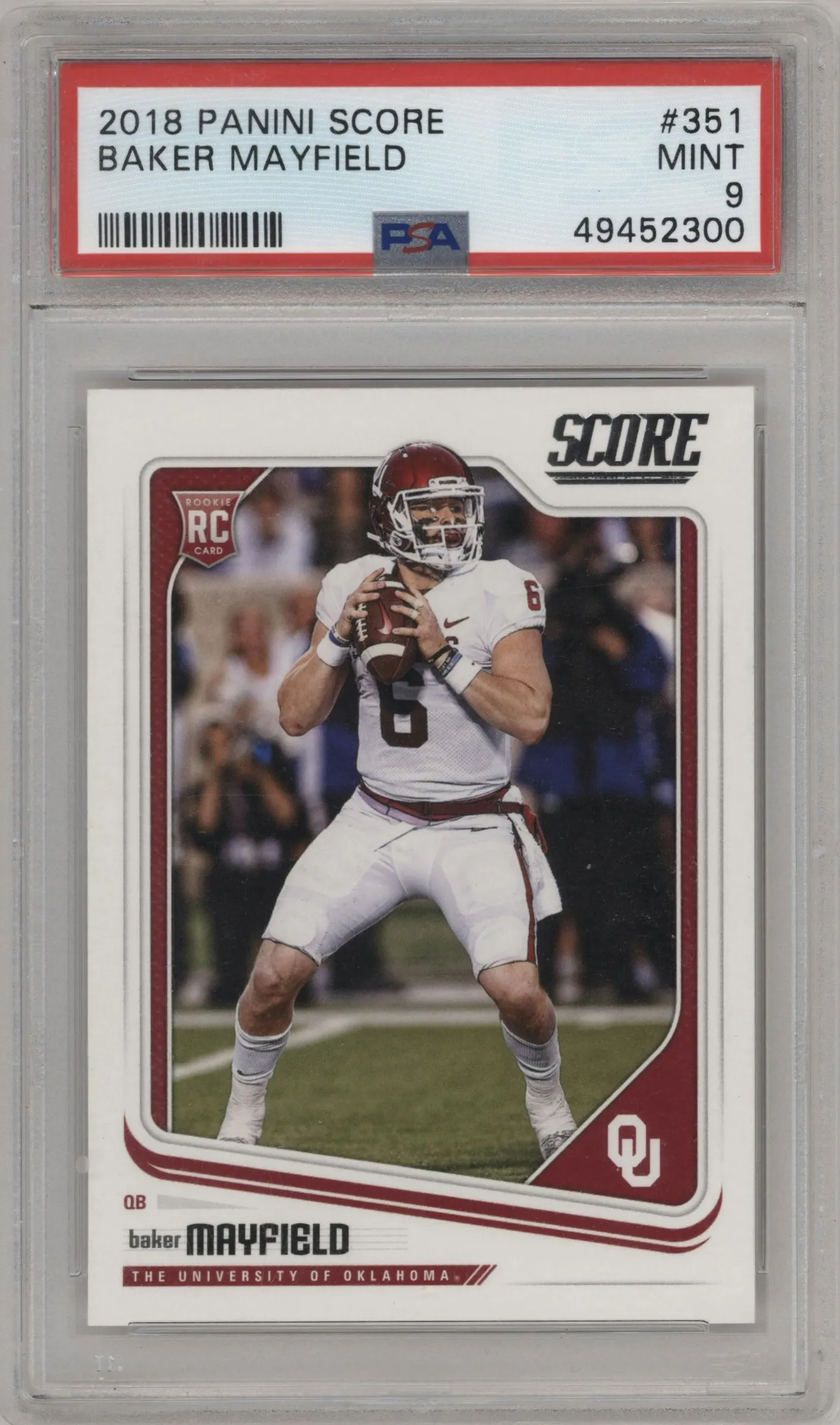 2018 Panini Score Baker Mayfield #351 PSA 9