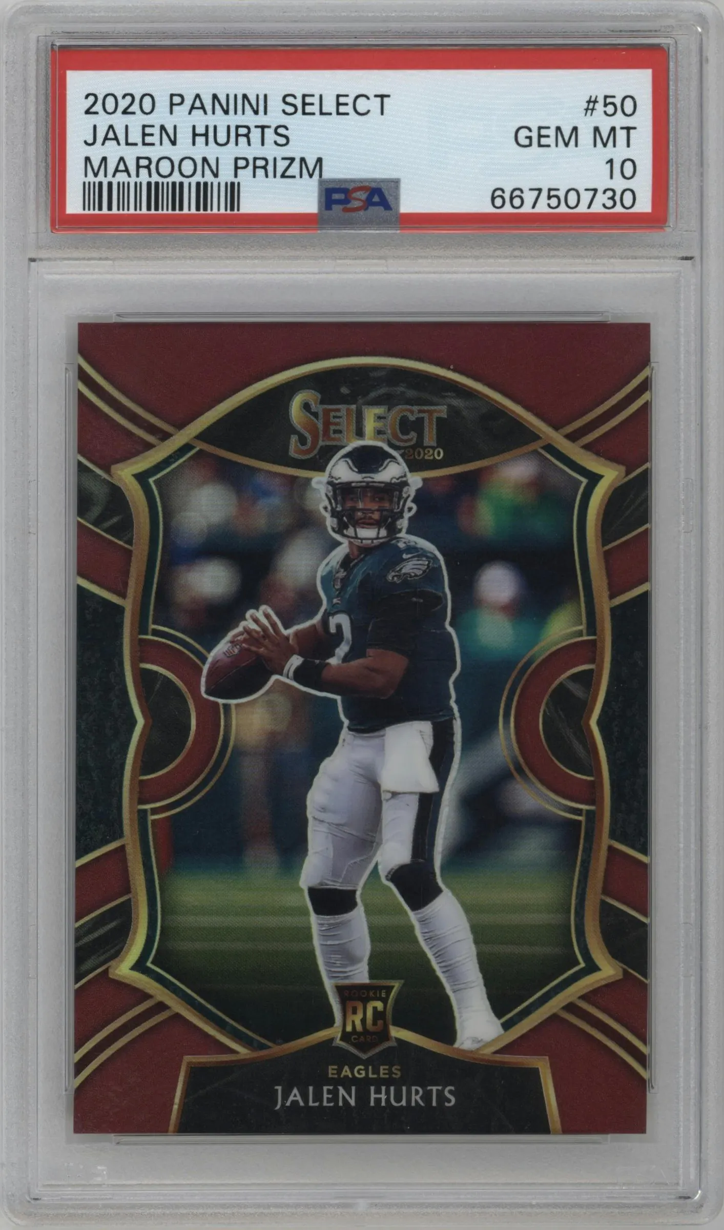 2020 Panini Select Jalen Hurts Maroon Prizm #50 PSA 10
