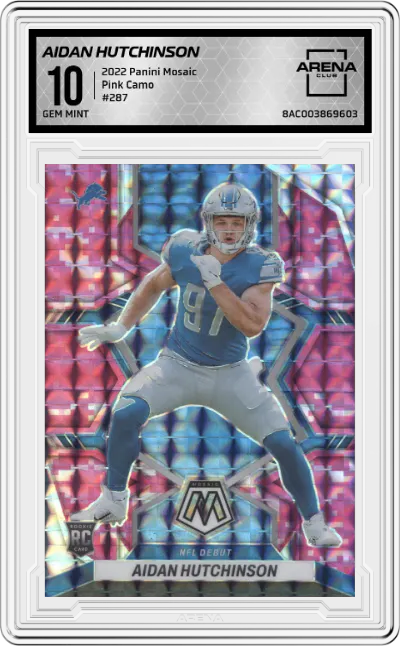 2022 Panini Mosaic Aidan Hutchinson Pink Camo #287 ARENA CLUB 10