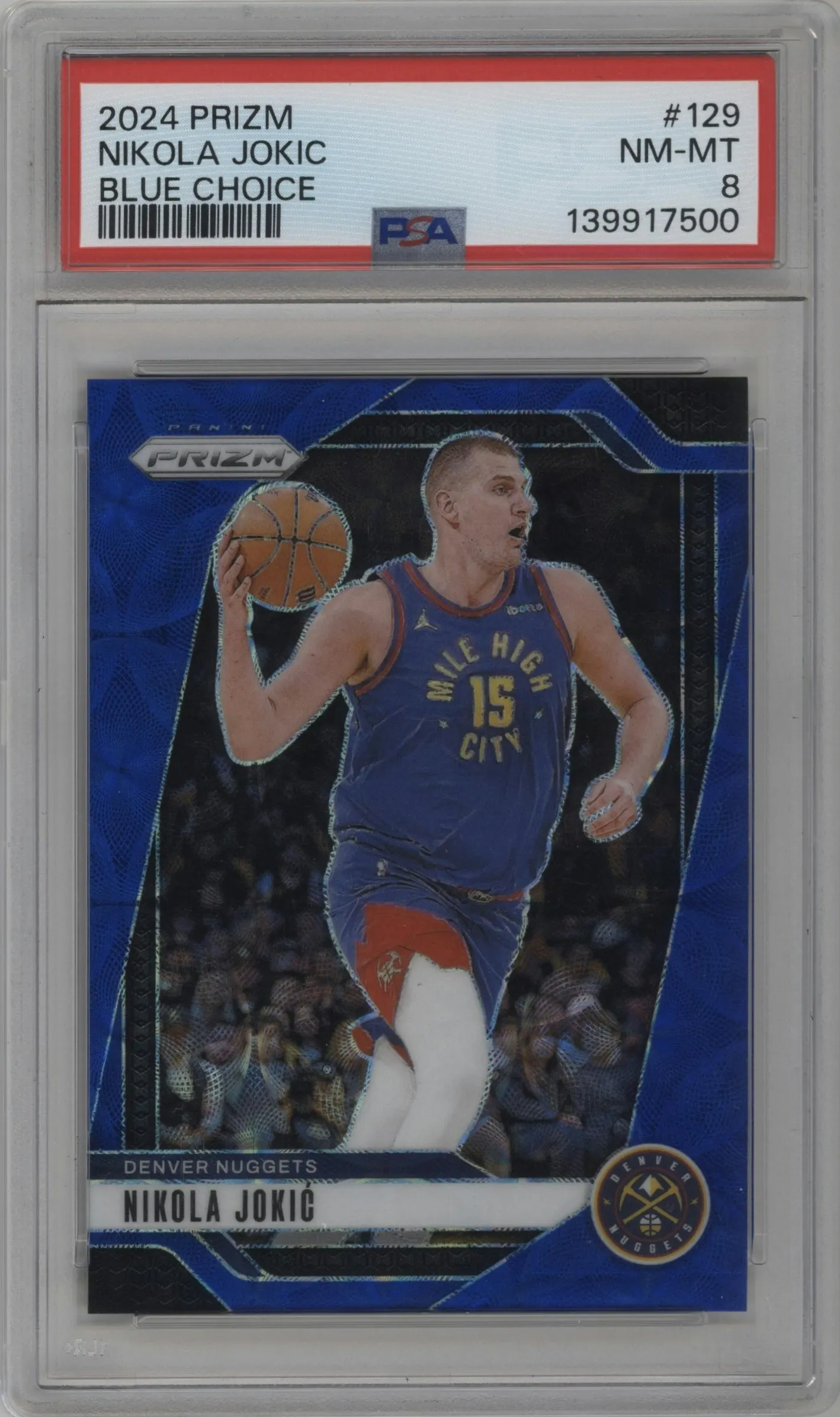 2024 Panini Prizm Nikola Jokic Blue Choice #129 PSA 8