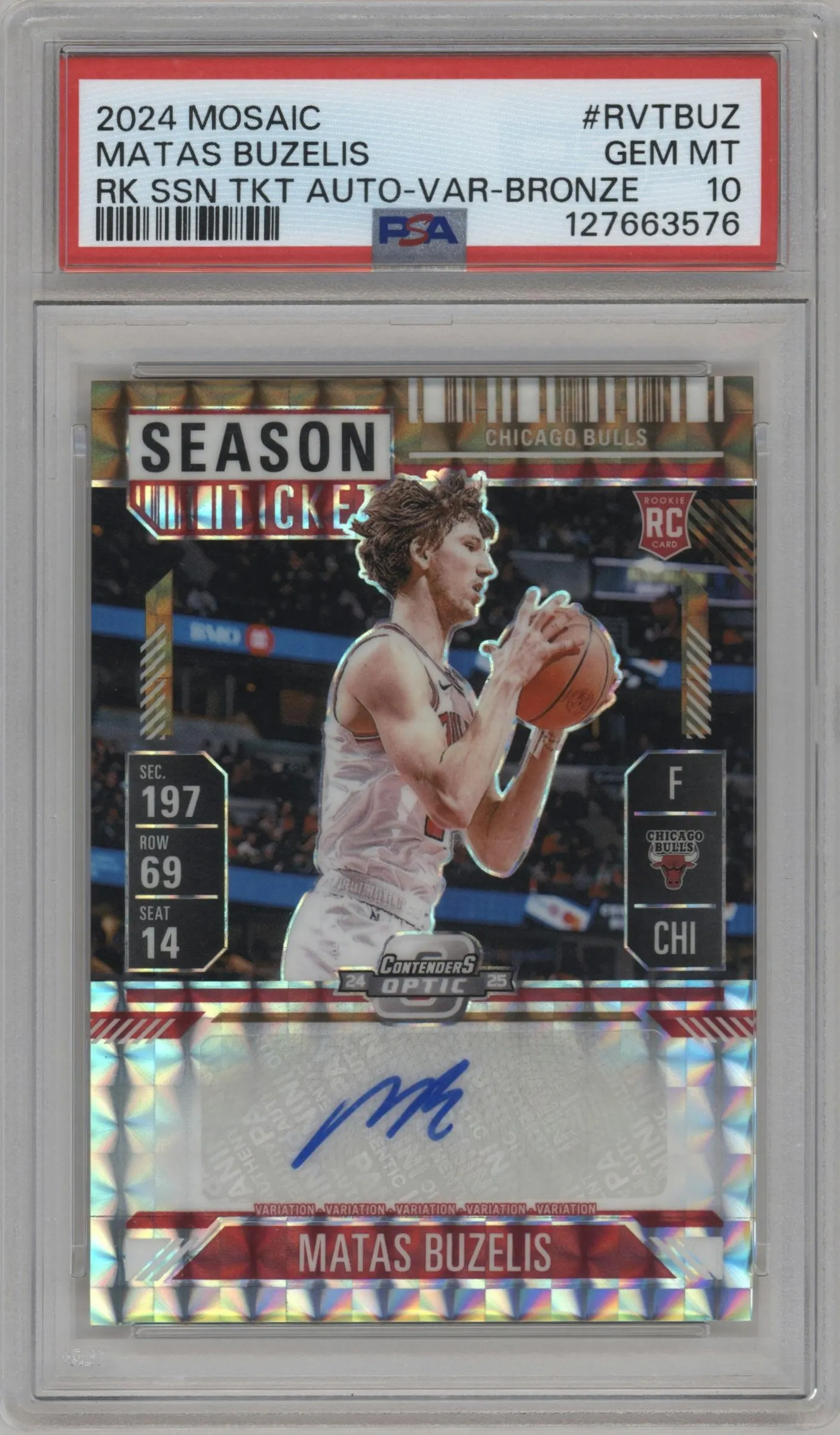 2024 Panini Mosaic Rke.Ssn.Tkt.Var. Matas Buzelis Bronze #RVT-BUZ PSA 10