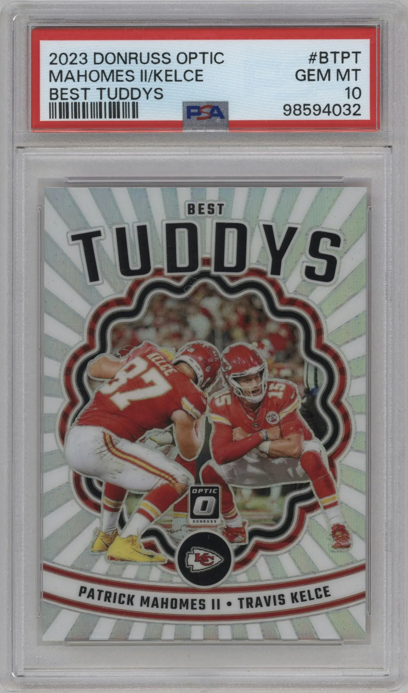 2023 Donruss Optic Best Tuddys Patrick Mahomes II/Travis Kelce #BT-PT PSA 10