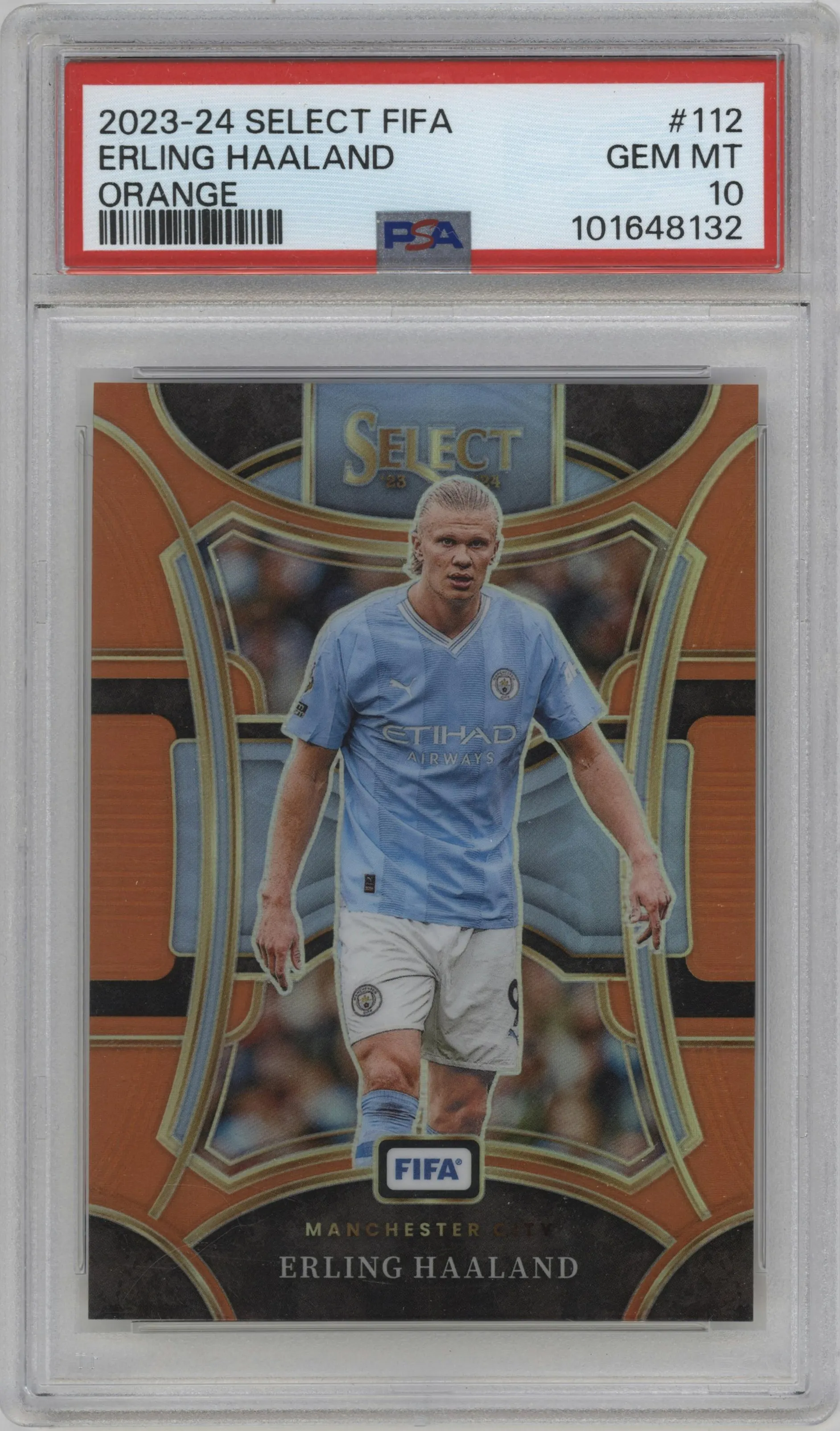 2023 Panini Select FIFA Mezzanine Erling Haaland Orange #112 PSA 10