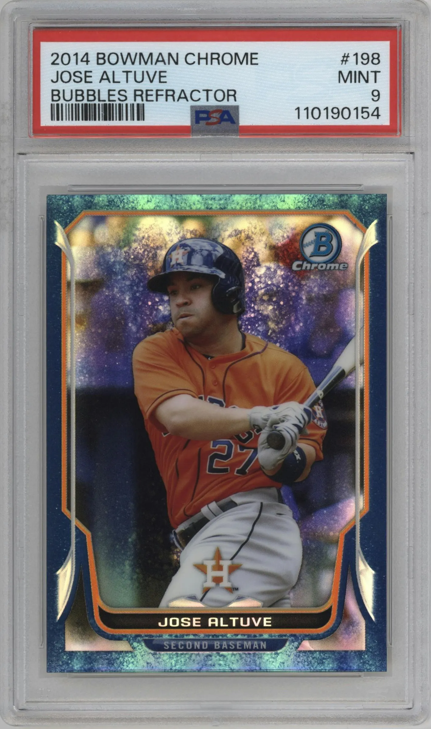 2014 Bowman Chrome Jose Altuve Bubbles Refractor #198 PSA 9