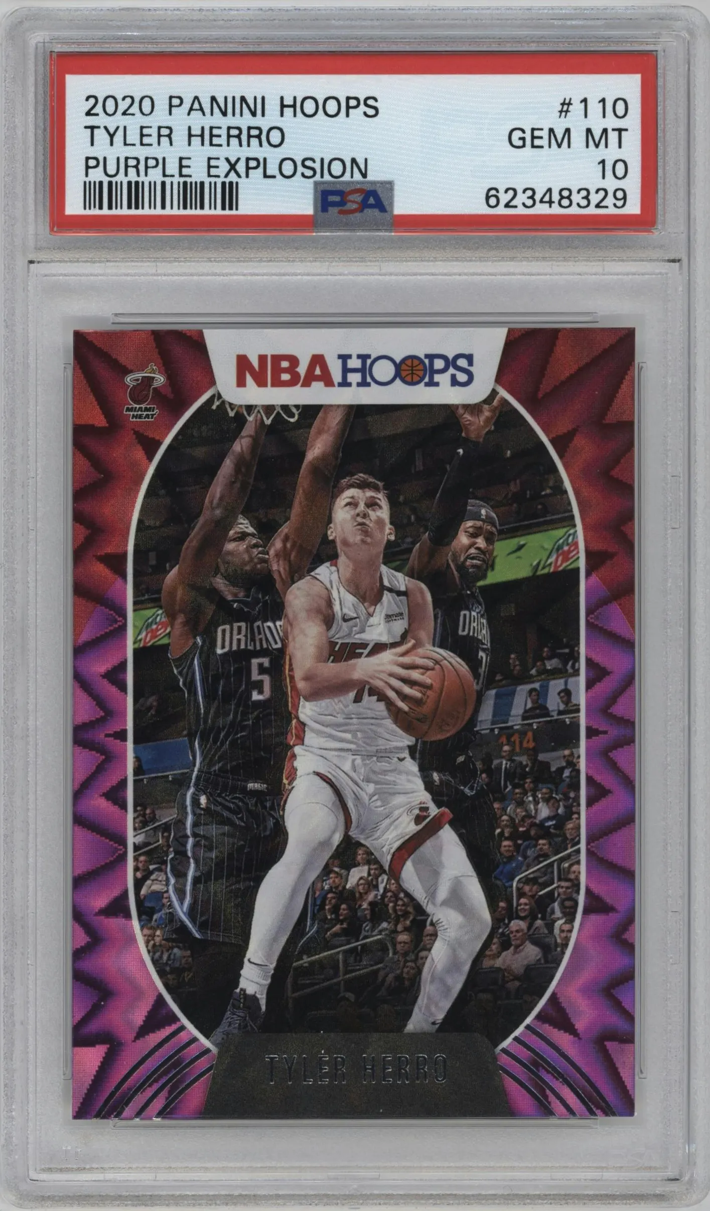 2020 Panini NBA Hoops Tyler Herro Purple Explosion #110 PSA 10