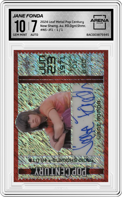 2024 Leaf Metal Pop Century Now Shwng. Au. Jane Fonda Red Diagonal Shimmer ARENA CLUB 10