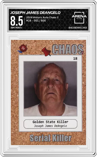 2024 Historic Autographs Chaos 2 Golden State Killer: Joseph James DeAngelo Numbered Base #18 ARENA CLUB 8.5