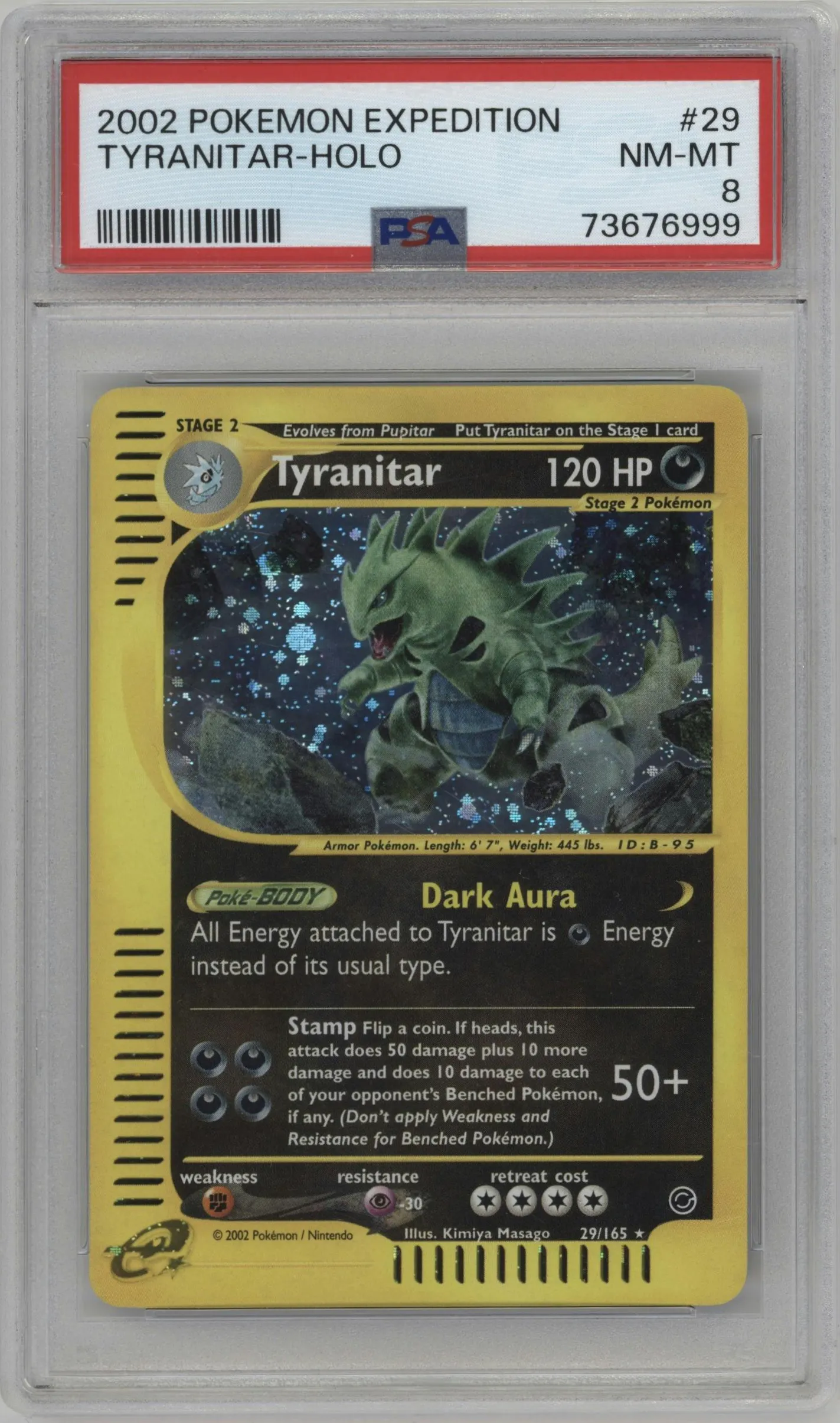 2002 Pokemon E-CARD Expedition Tyranitar #29 PSA 8