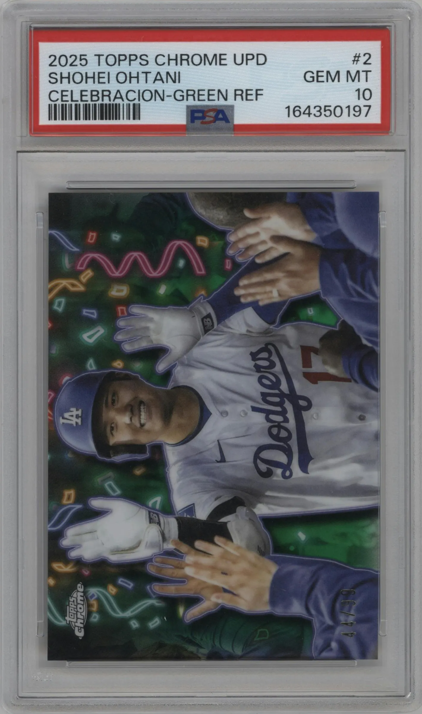 2025 Topps Chrome Update Celebracion Shohei Ohtani Green Refractors #CT-2 PSA 10