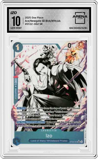 2025 One Piece Ace/Newgate SD Izo Black and White Alternate Art SR #ST22-002 SR ARENA CLUB 10