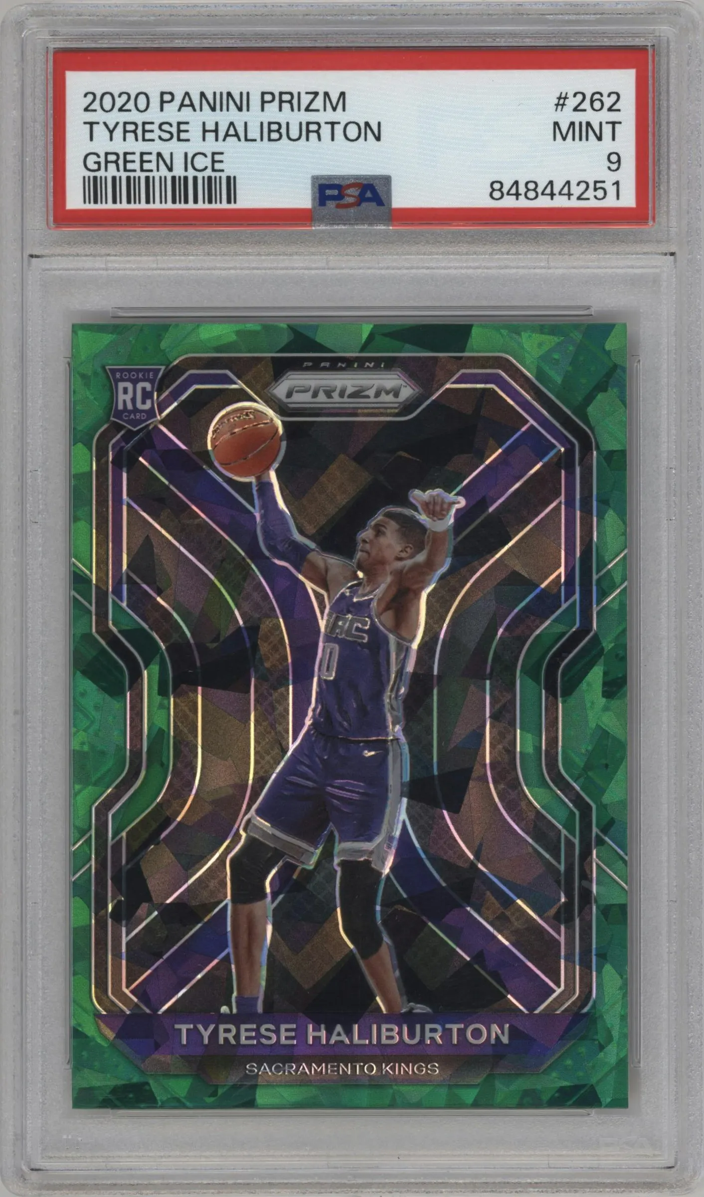 2020 Panini Prizm Tyrese Haliburton Green Ice #262 PSA 9