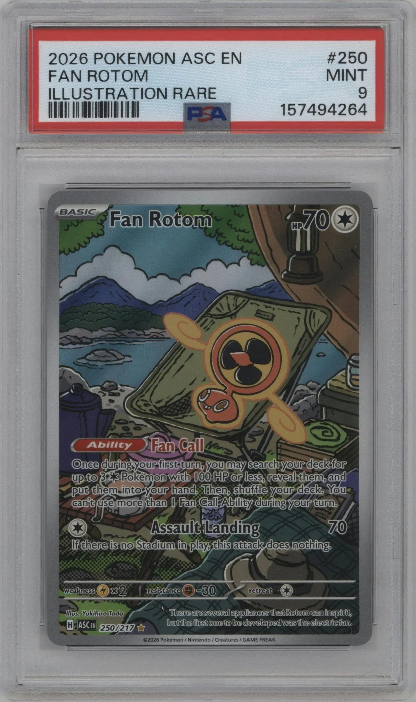 2026 Pokemon Mega Evolution Ascended Heroes Fan Rotom #250 PSA 9