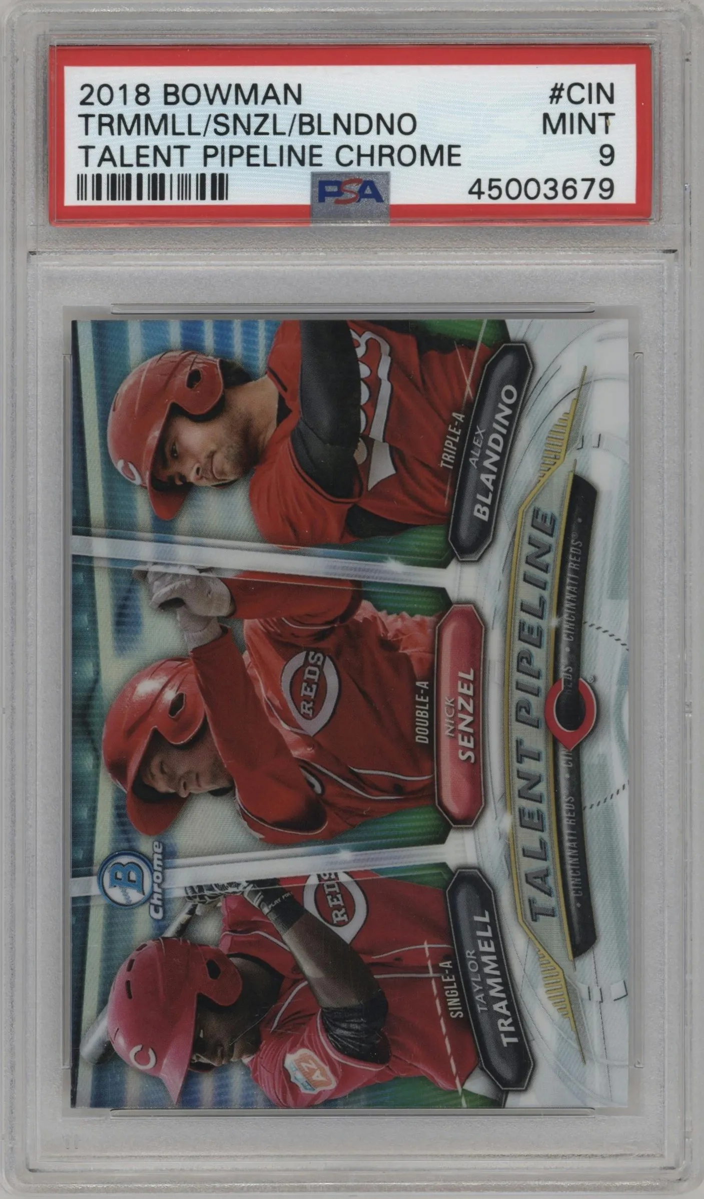 2018 Bowman Talent Pipeline Taylor Trammell/Nick Senzel/Alex Blandino #TP-CIN PSA 9