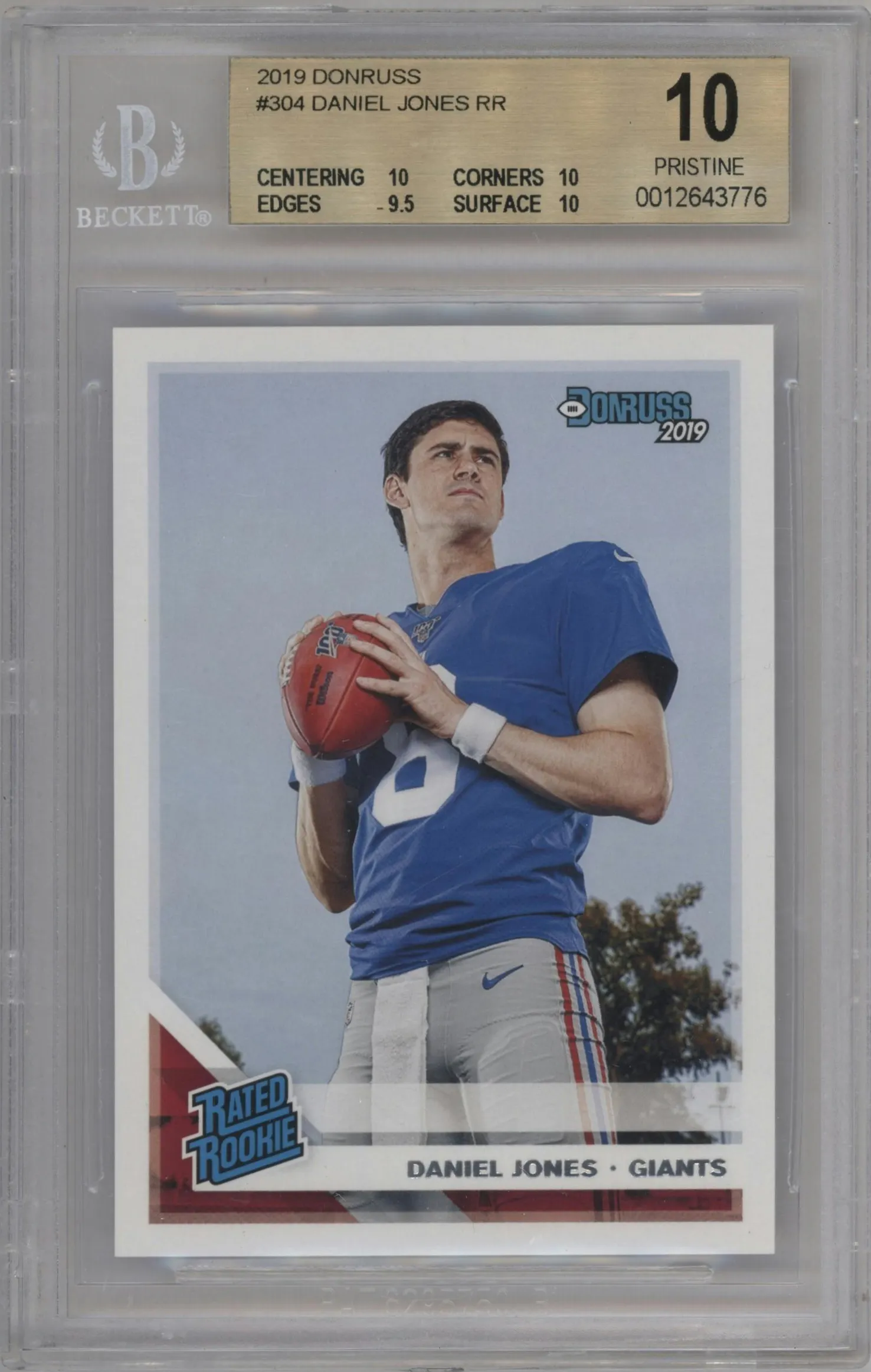 2019 Panini Donruss Rated Rookie Daniel Jones #304 BGS 10