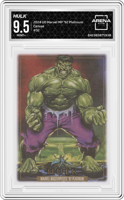 2024 Upper Deck Marvel Masterpieces '92 Platinum Hulk Canvas ARENA CLUB 9.5