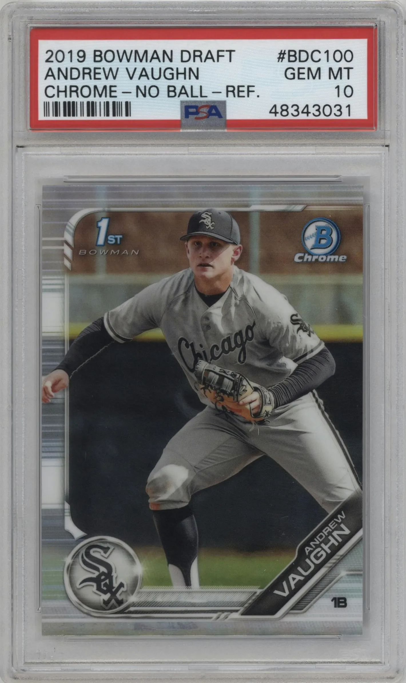 2019 Bowman Draft Chrome Andrew Vaughn Refractor #BDC-100 PSA 10