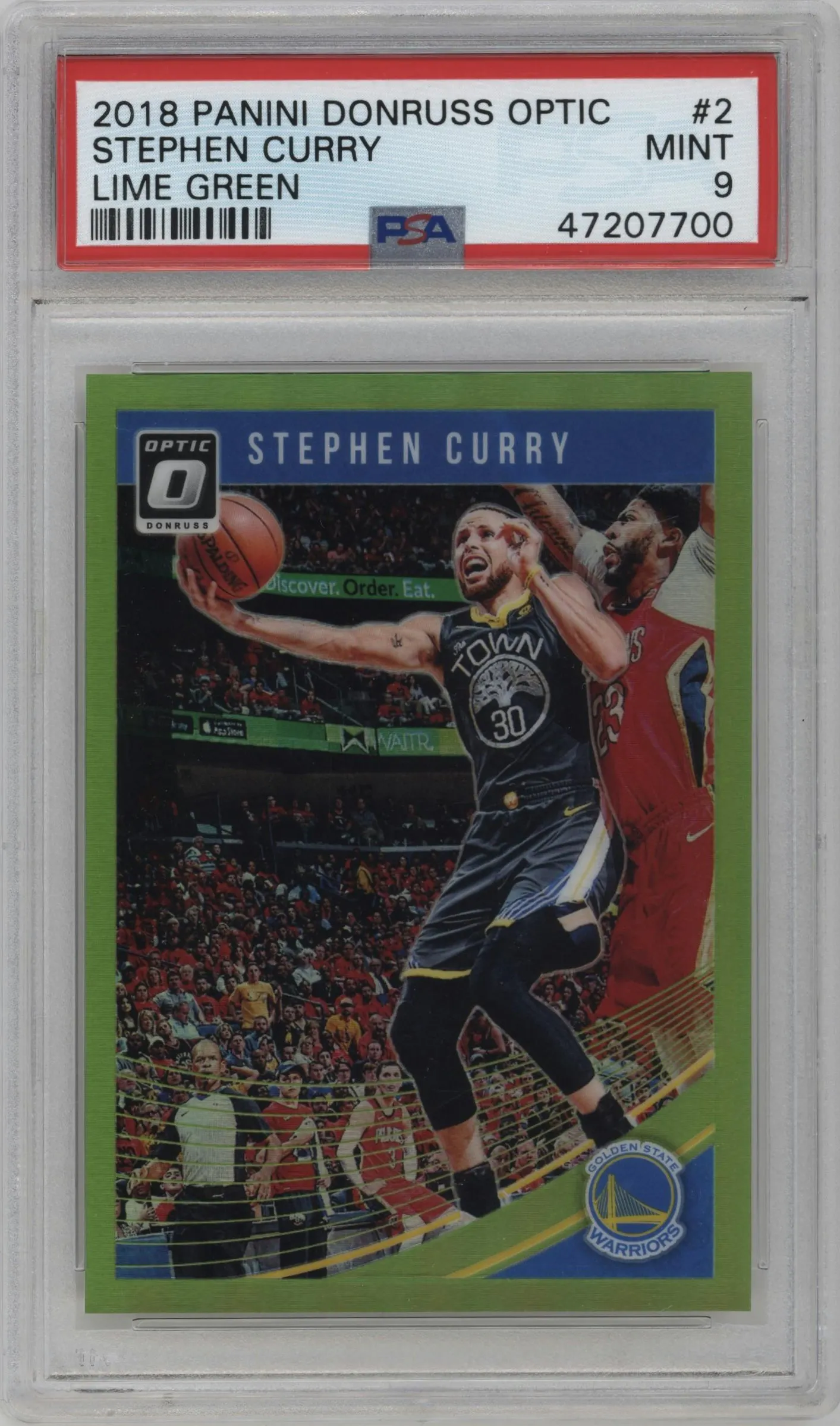2018 Panini Donruss Optic Stephen Curry Lime Green #2 PSA 9