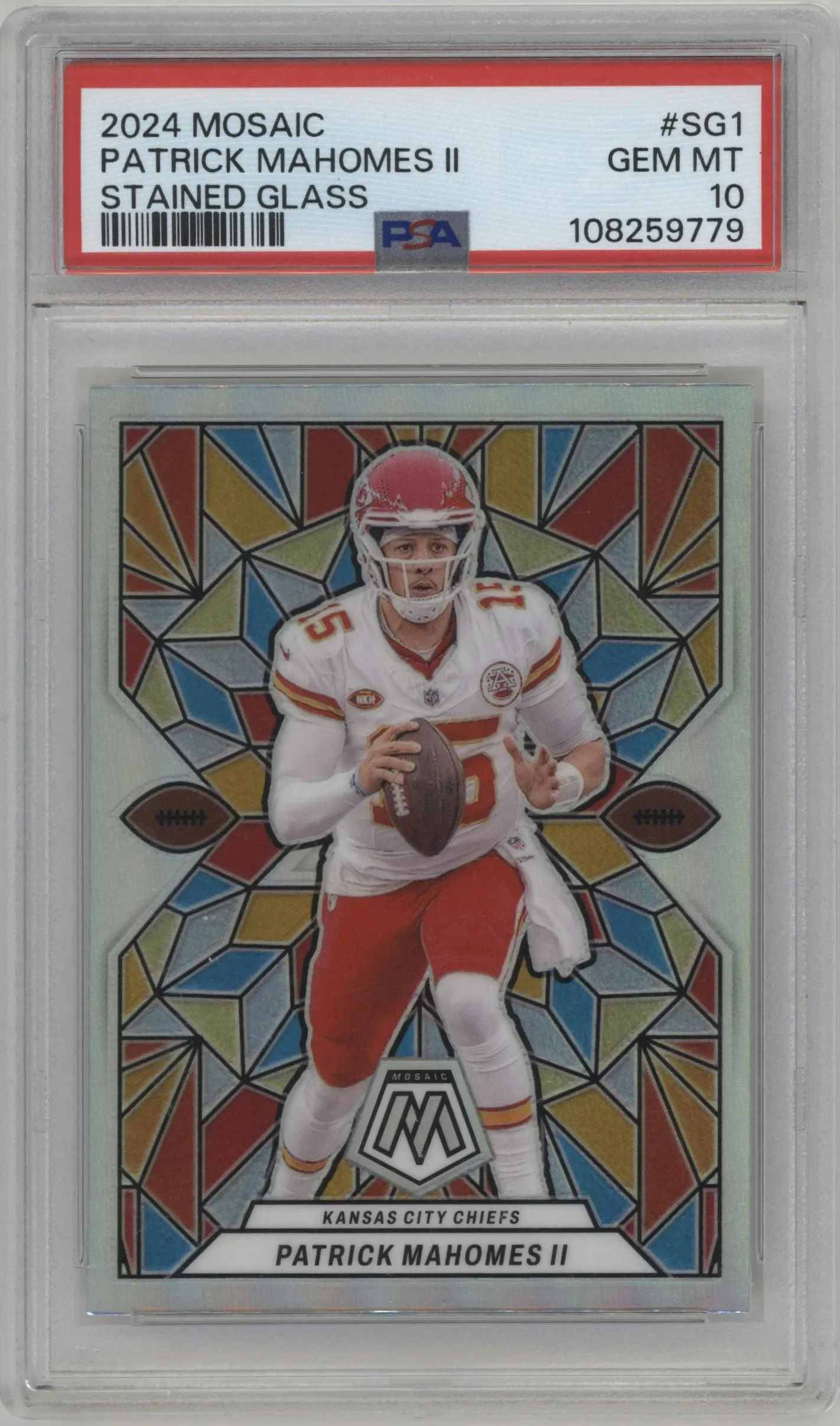 2024 Panini Mosaic Stained Glass Patrick Mahomes II #SG-1 PSA 10