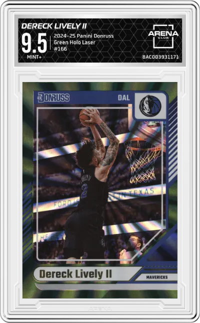 2024 Panini Donruss Dereck Lively II Green Holo Laser ARENA CLUB 9.5