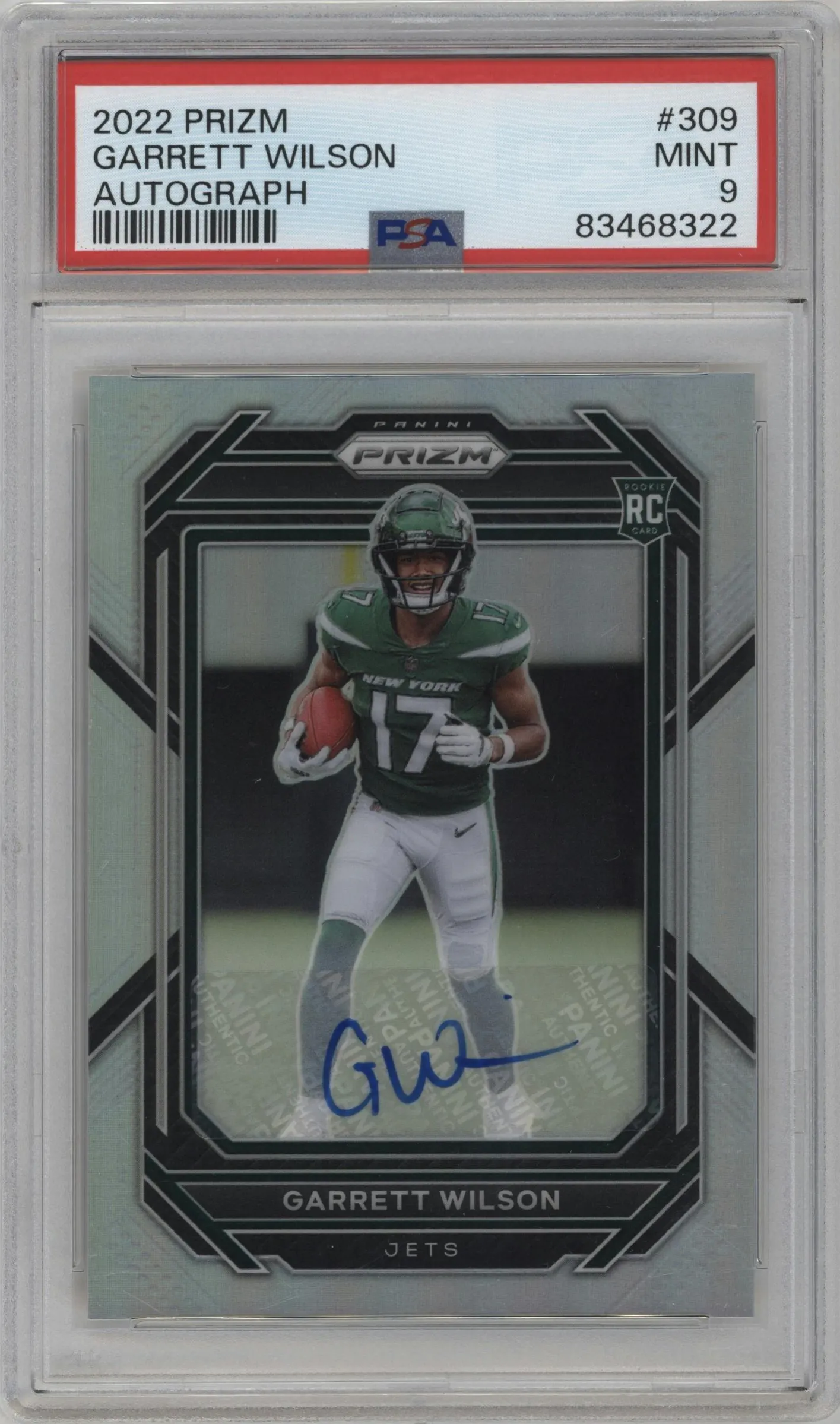 2022 Panini Prizm Rke.Auto Garrett Wilson #309 PSA 9