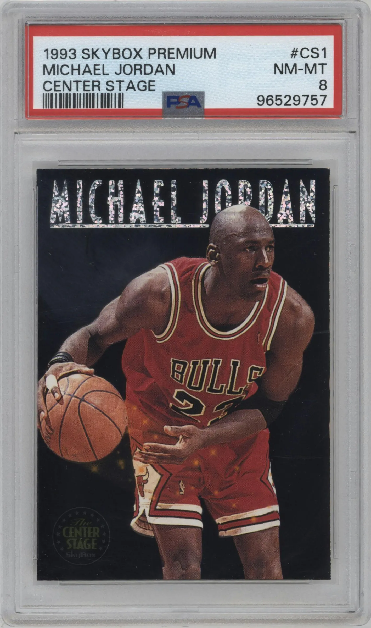 1993 SkyBox Premium Center Stage Michael Jordan #CS1 PSA 8