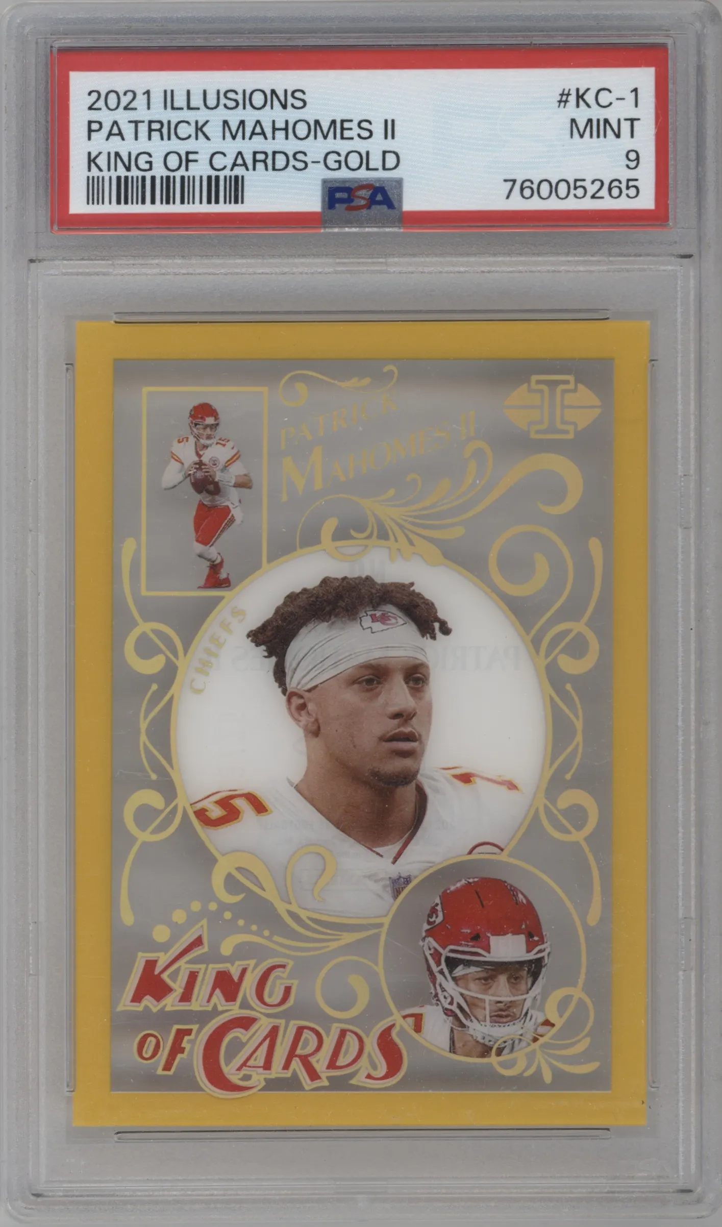 2021 Panini Illusions King of Cards Patrick Mahomes II Gold PSA 9