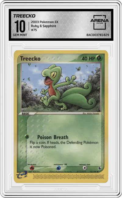 2003 Pokemon EX Ruby & Sapphire Treecko #75 ARENA CLUB 10