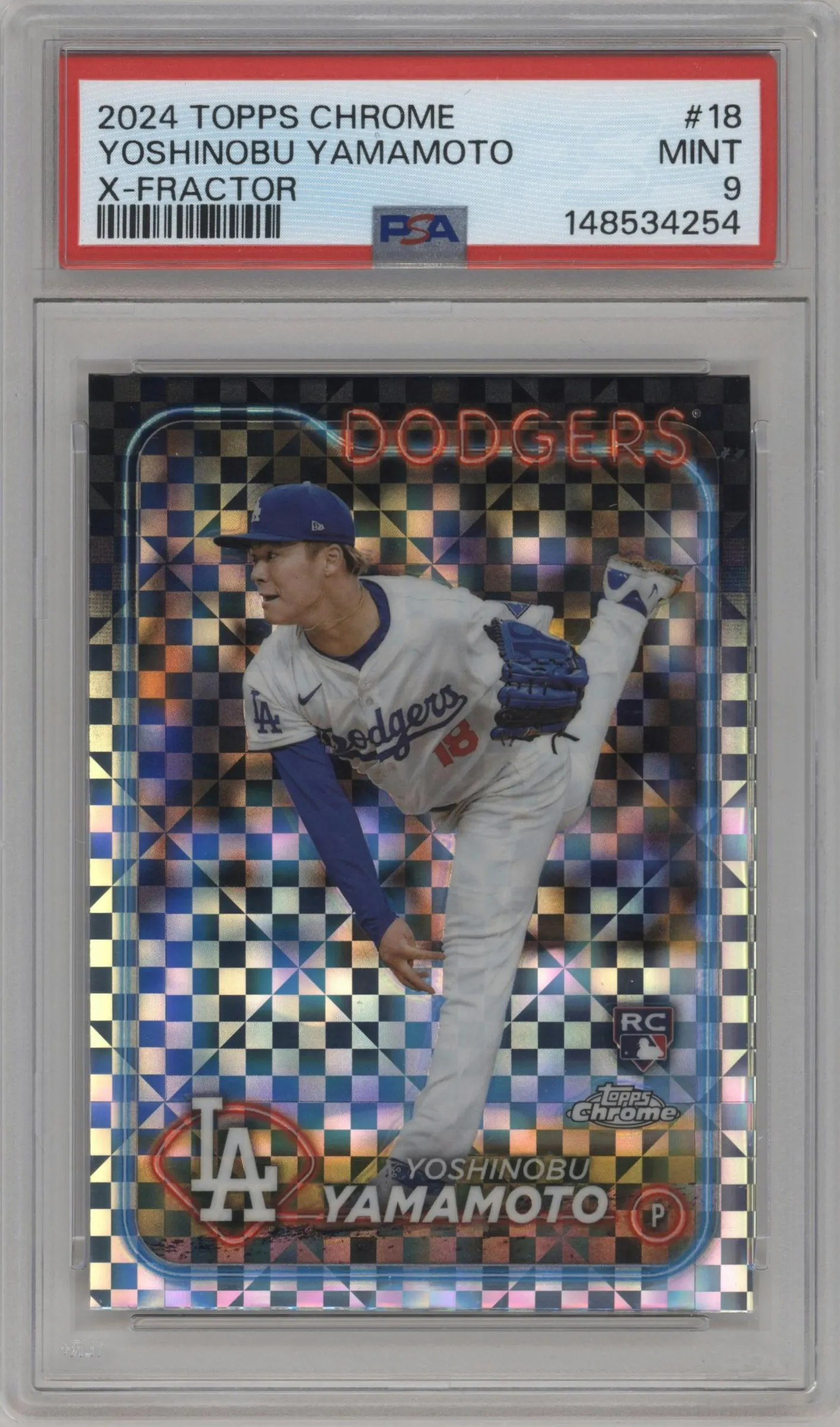 2024 Topps Chrome Yoshinobu Yamamoto X-Fractor #18 PSA 9