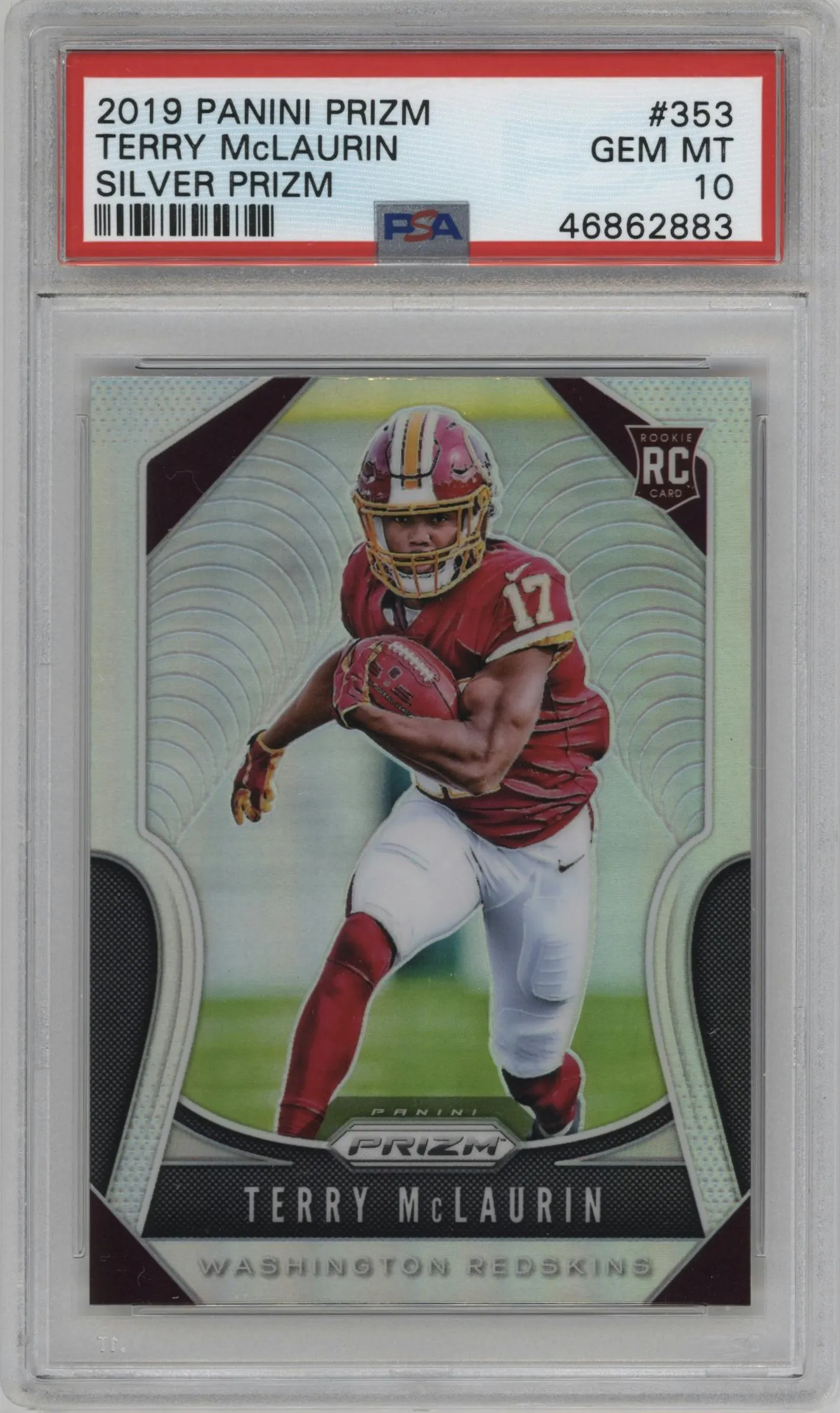 2019 Panini Prizm Terry McLaurin Silver Prizm #353 PSA 10