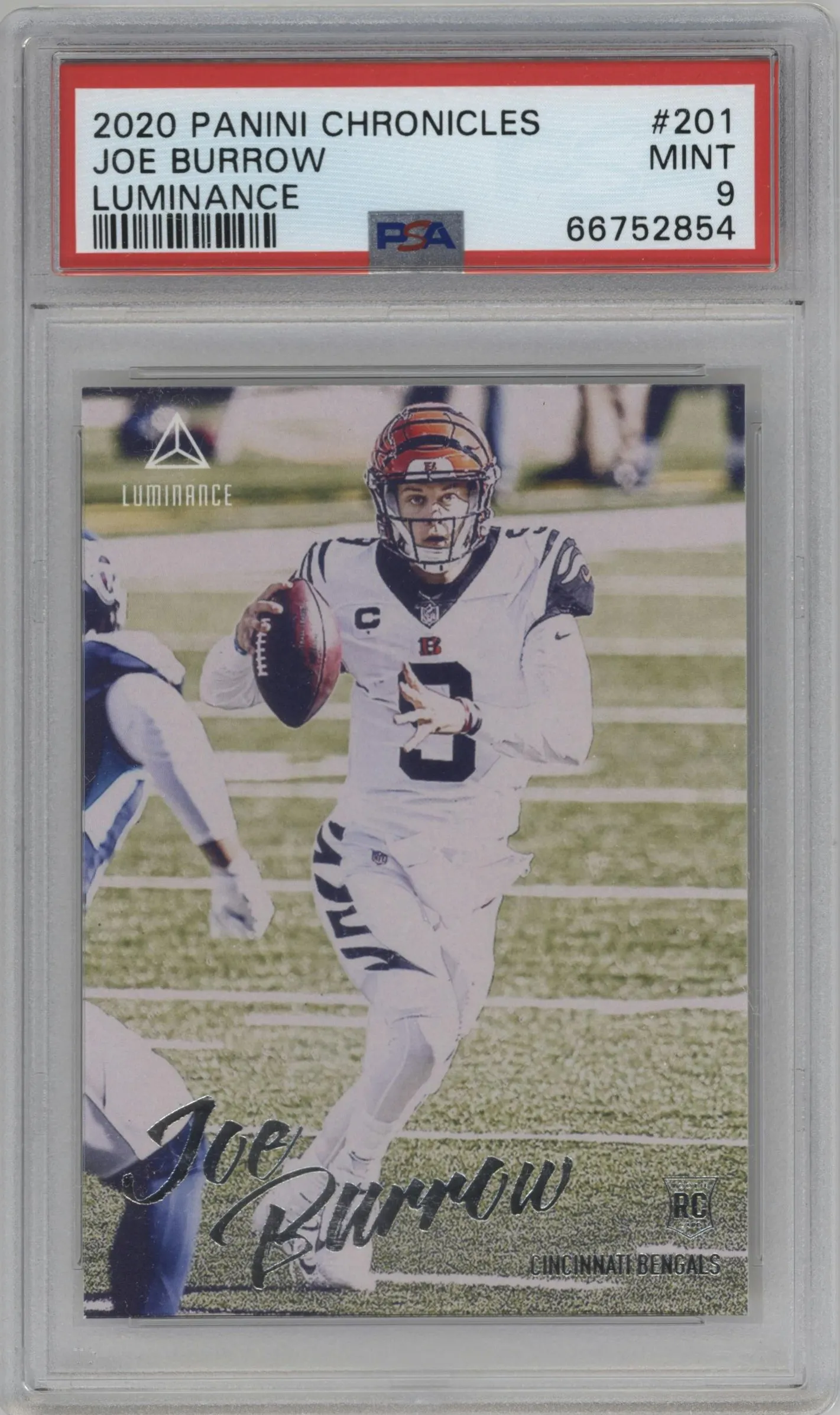 2020 Panini Chronicles Luminance Joe Burrow #201 PSA 9