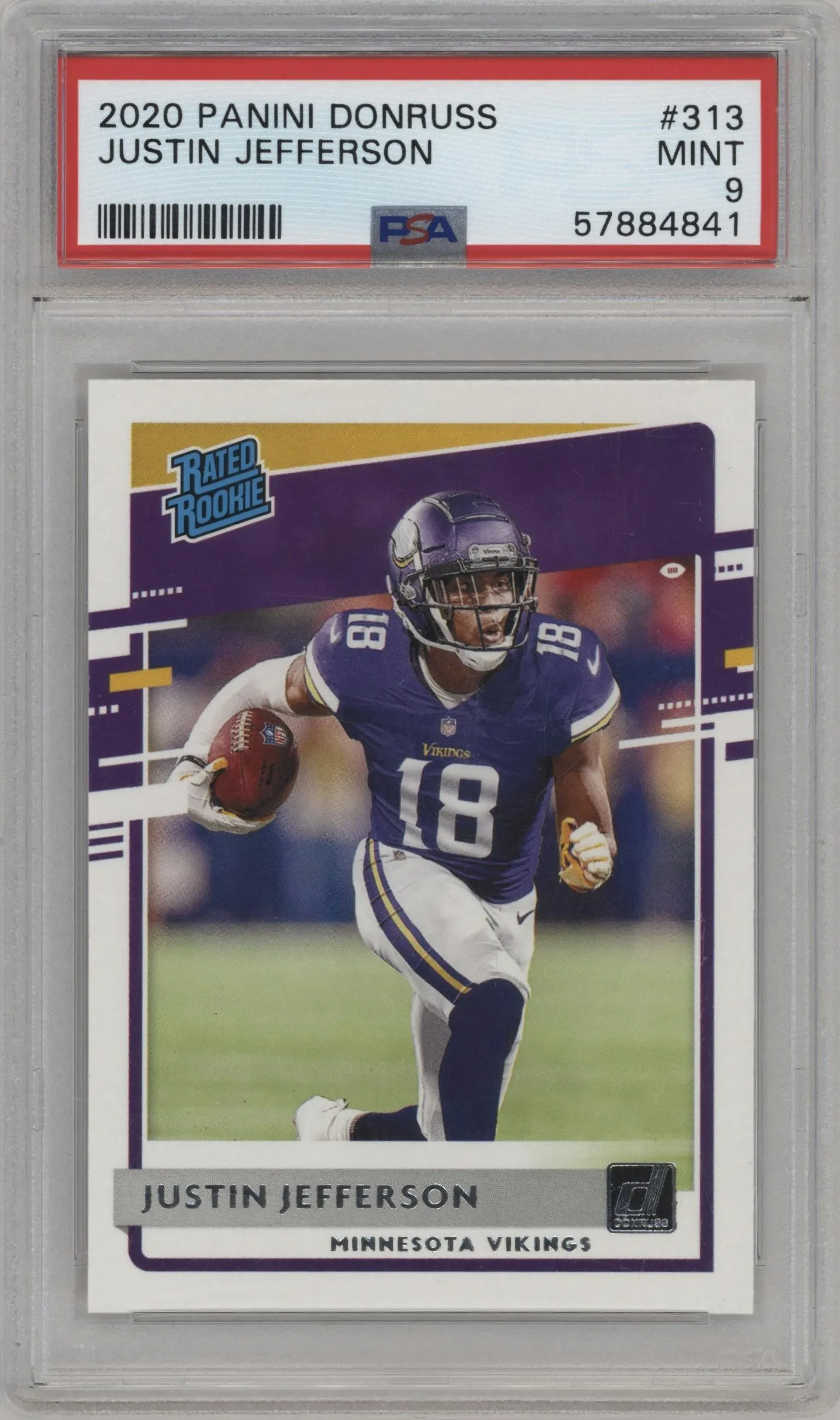 2020 Panini Donruss Rated Rookie Justin Jefferson #313 PSA 9