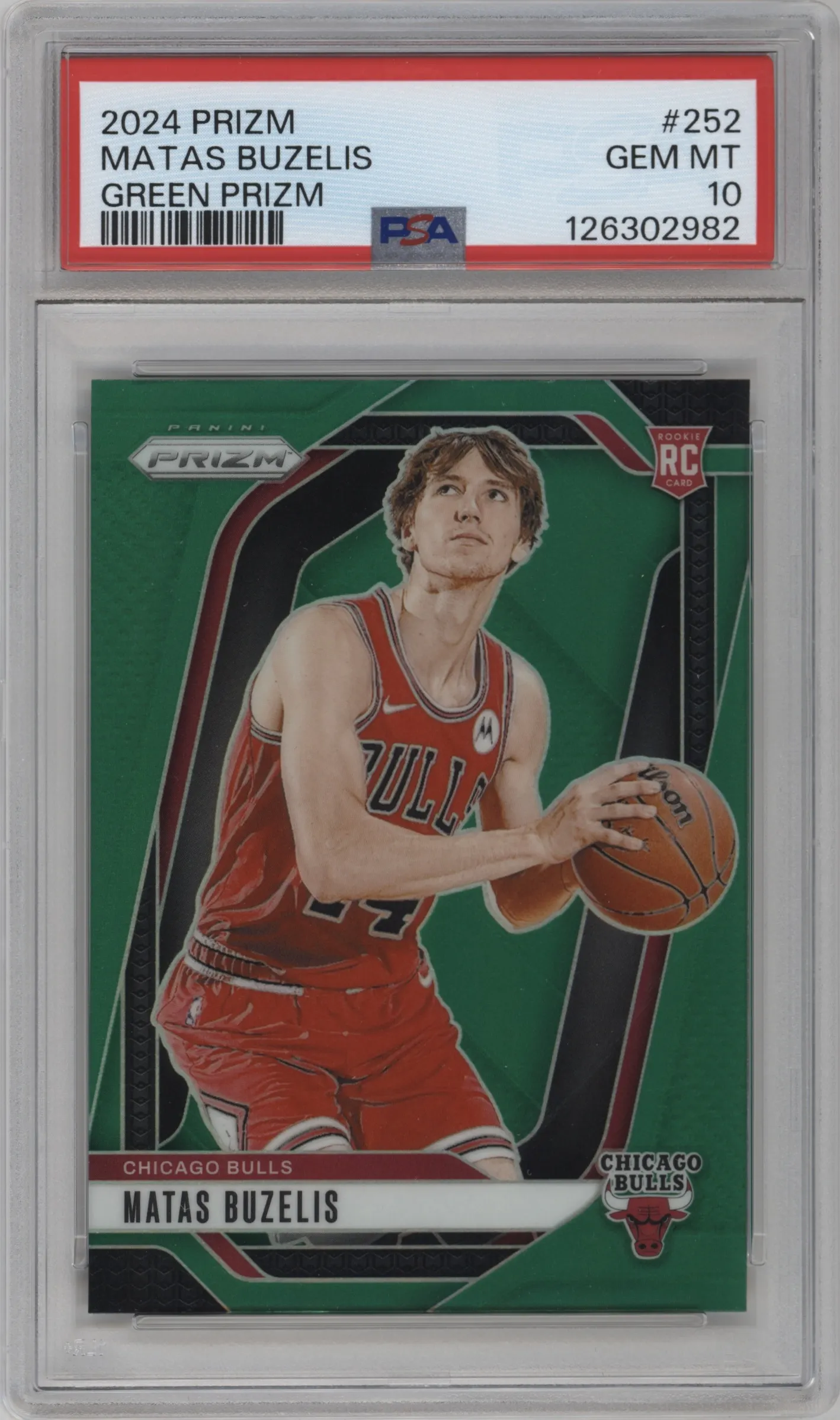 2024 Panini Prizm Matas Buzelis Green Prizm PSA 10