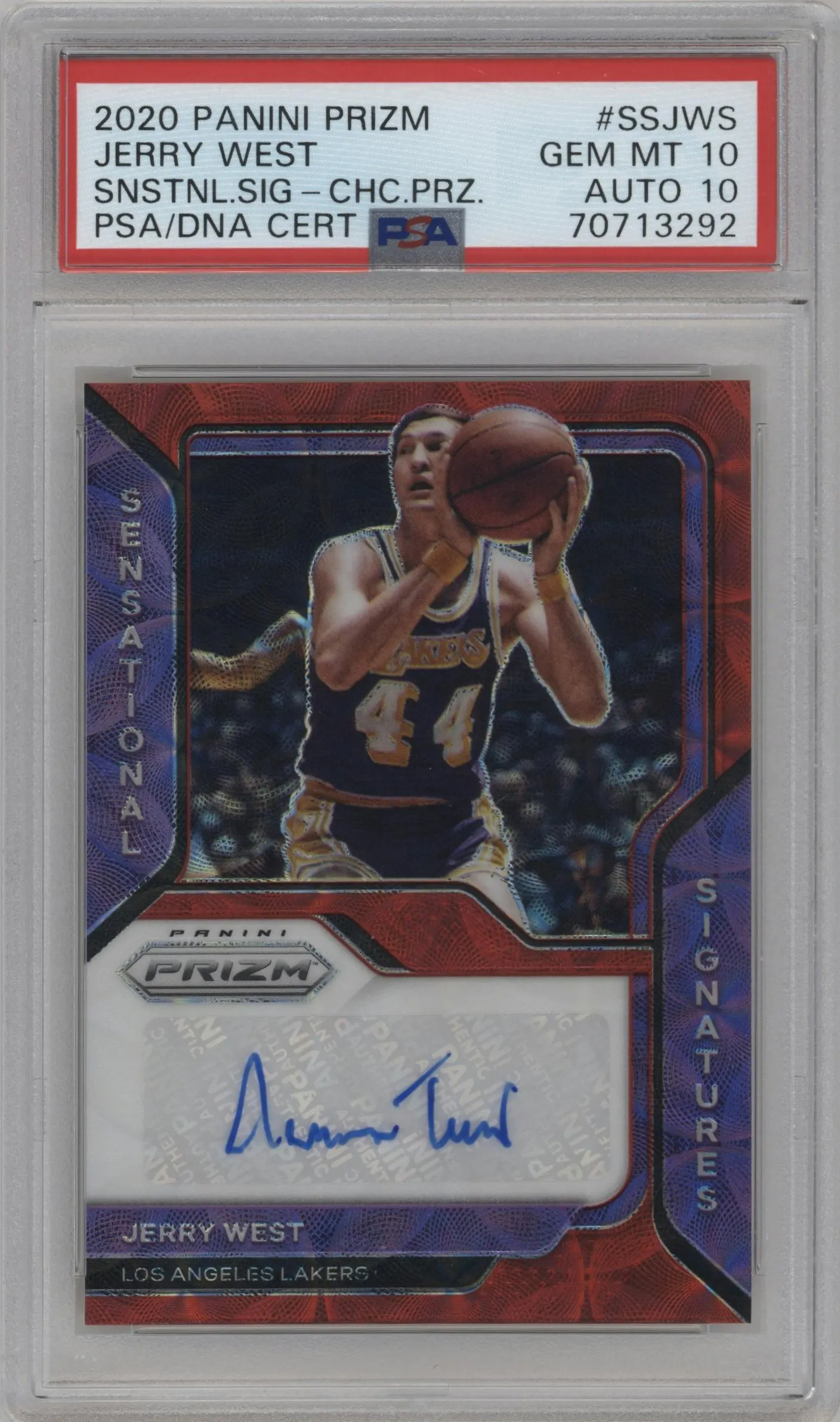 2020 Panini Prizm Sensational Sig. Jerry West Choice #SS-JWS PSA 10