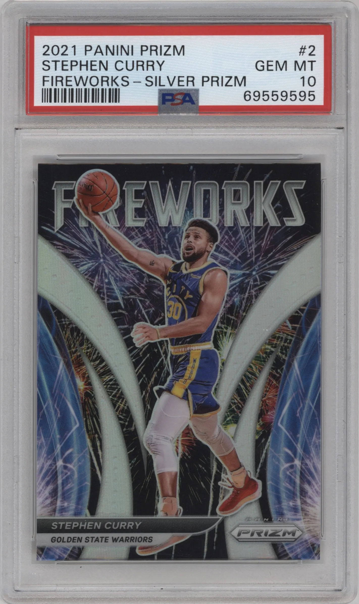 2021 Panini Prizm Fireworks Stephen Curry Silver Prizm PSA 10