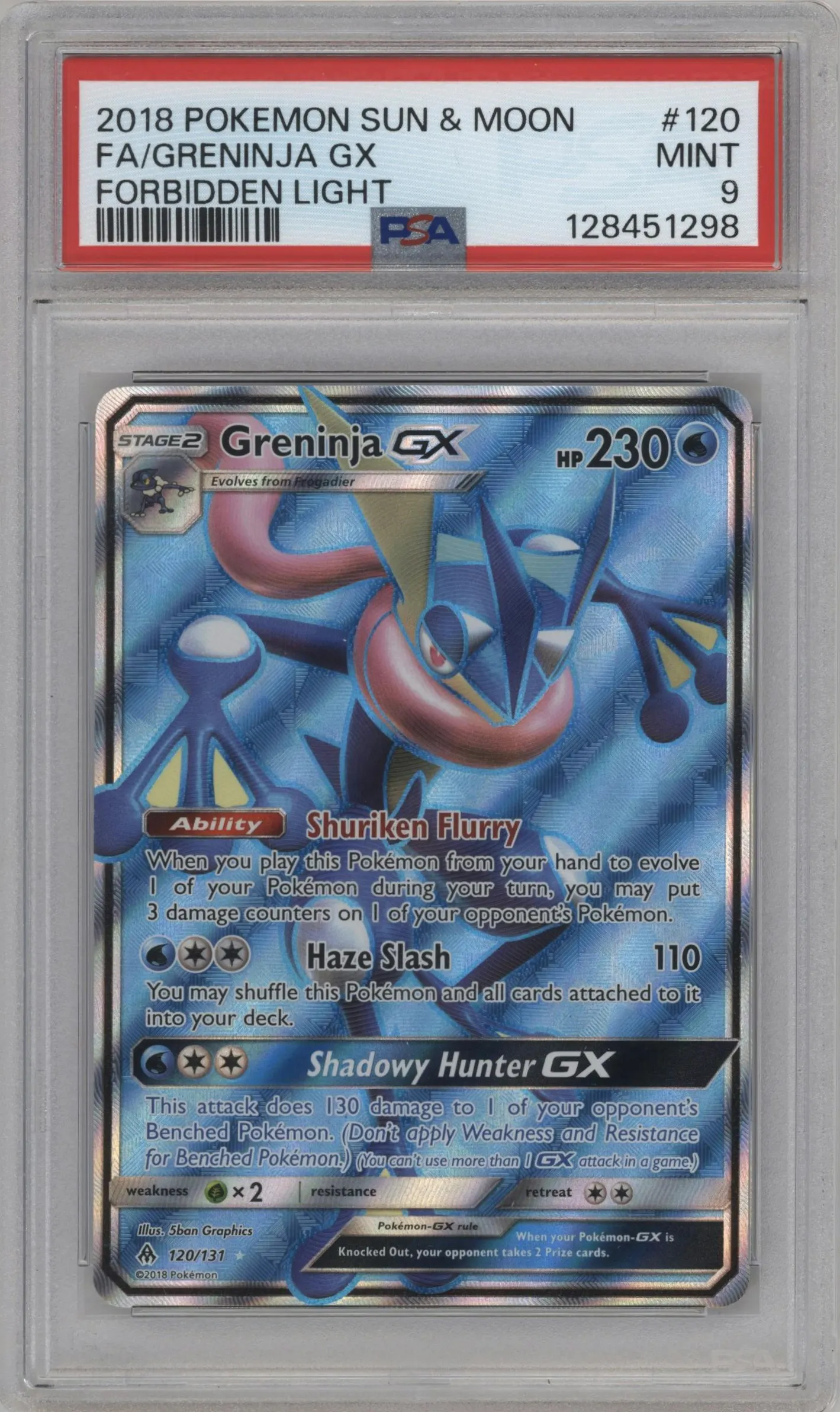 2018 Pokemon S&M Forbidden Light Greninja GX #120 PSA 9
