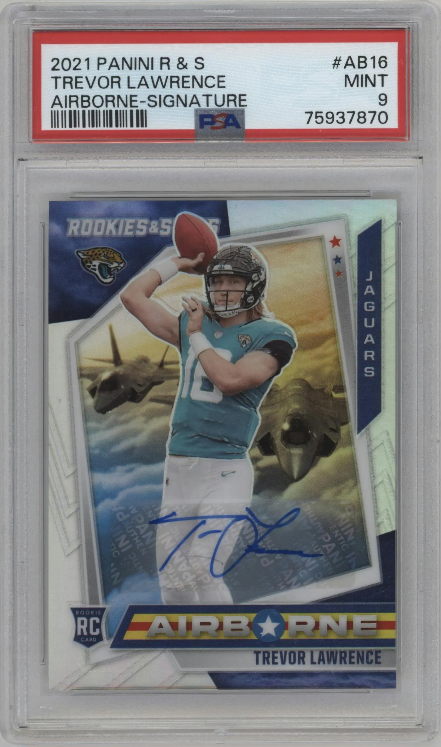 2021 Panini Rookies & Stars Airborne Sig. Trevor Lawrence #AB-16 PSA 9