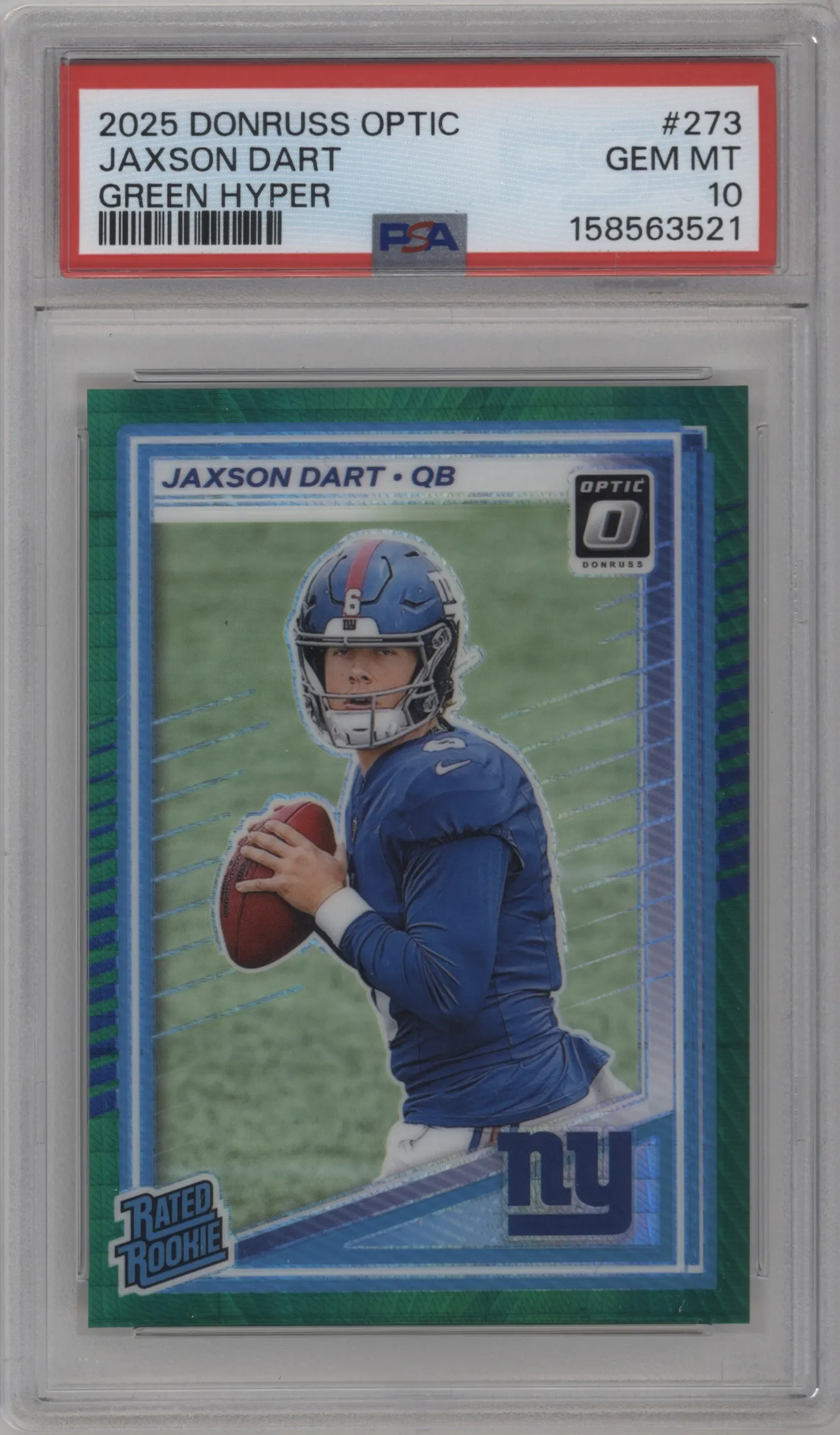 2025 Donruss Optic Rated Rookie Jaxson Dart Hyper Green #273 PSA 10