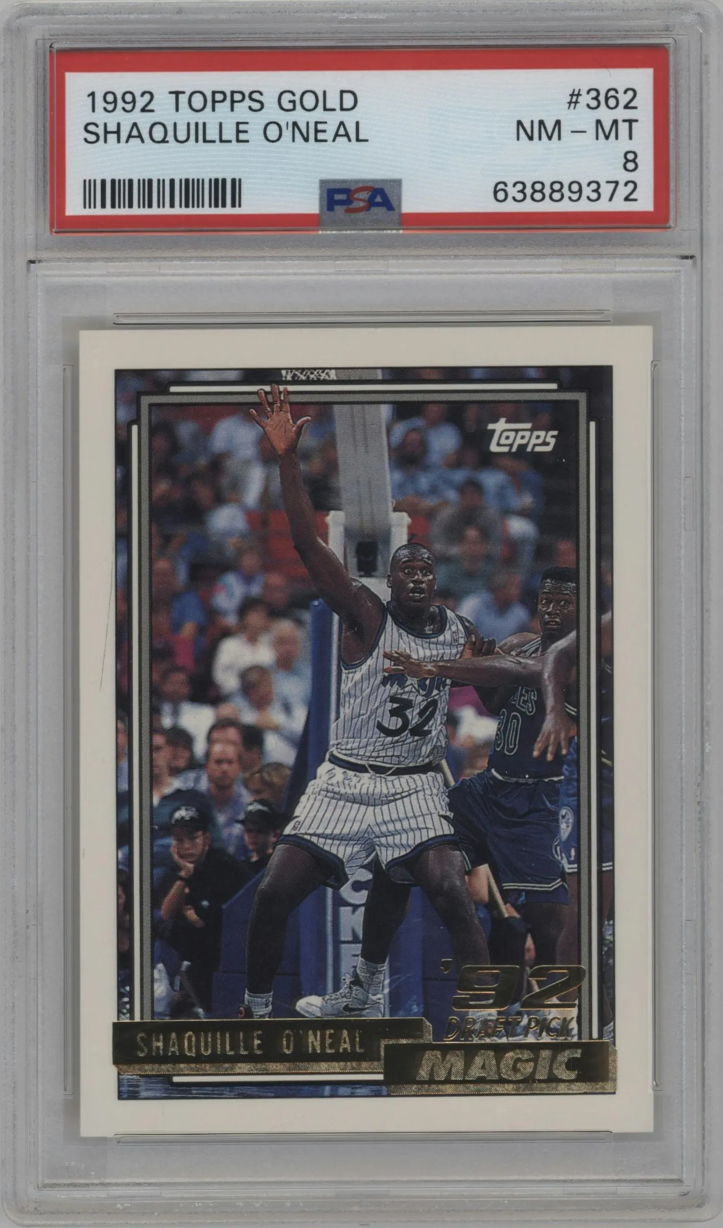 1992 Topps Shaquille O'Neal Gold PSA 8