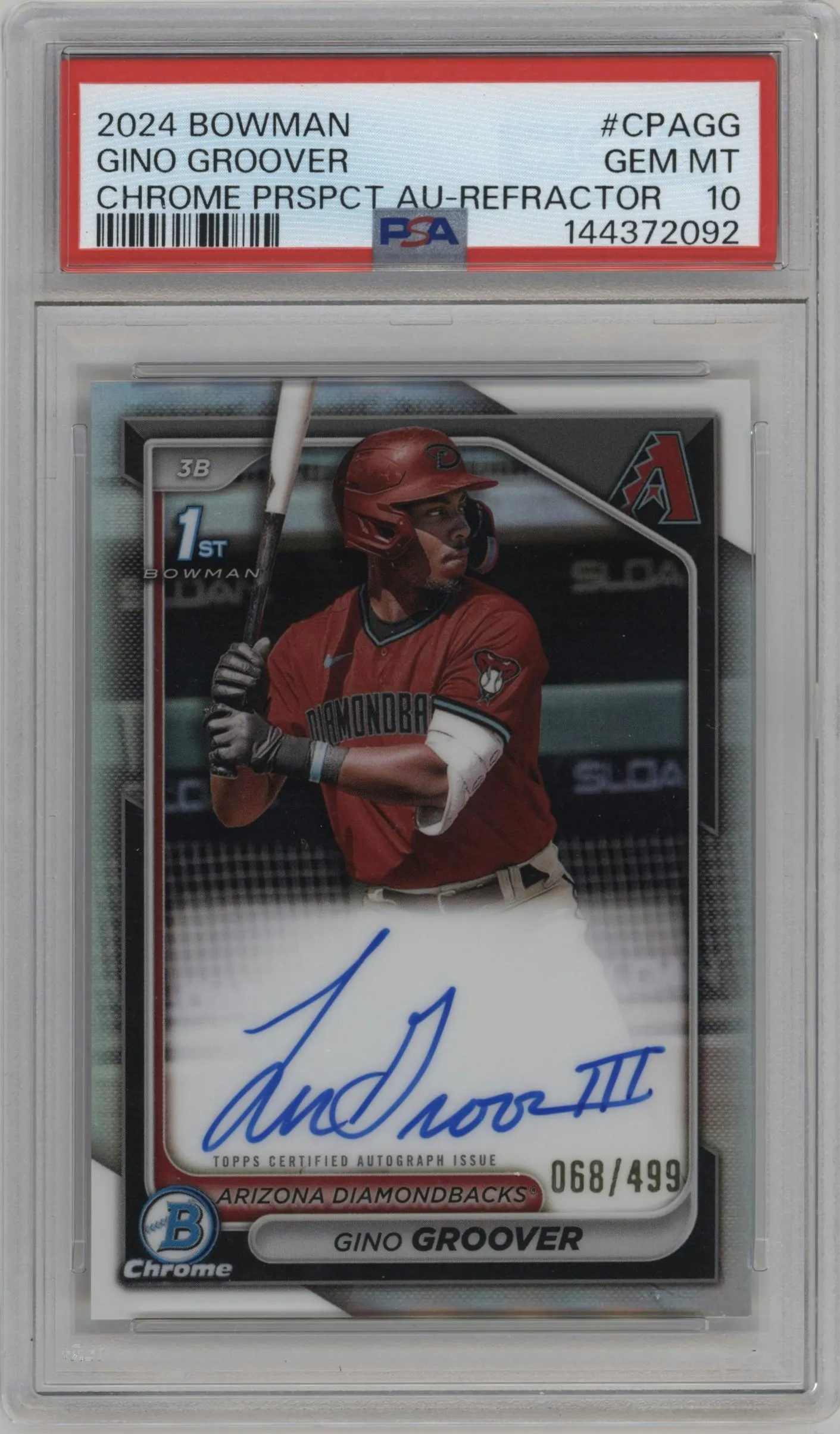 2024 Bowman Chr.Pros.Auto Gino Groover Refractor PSA 10