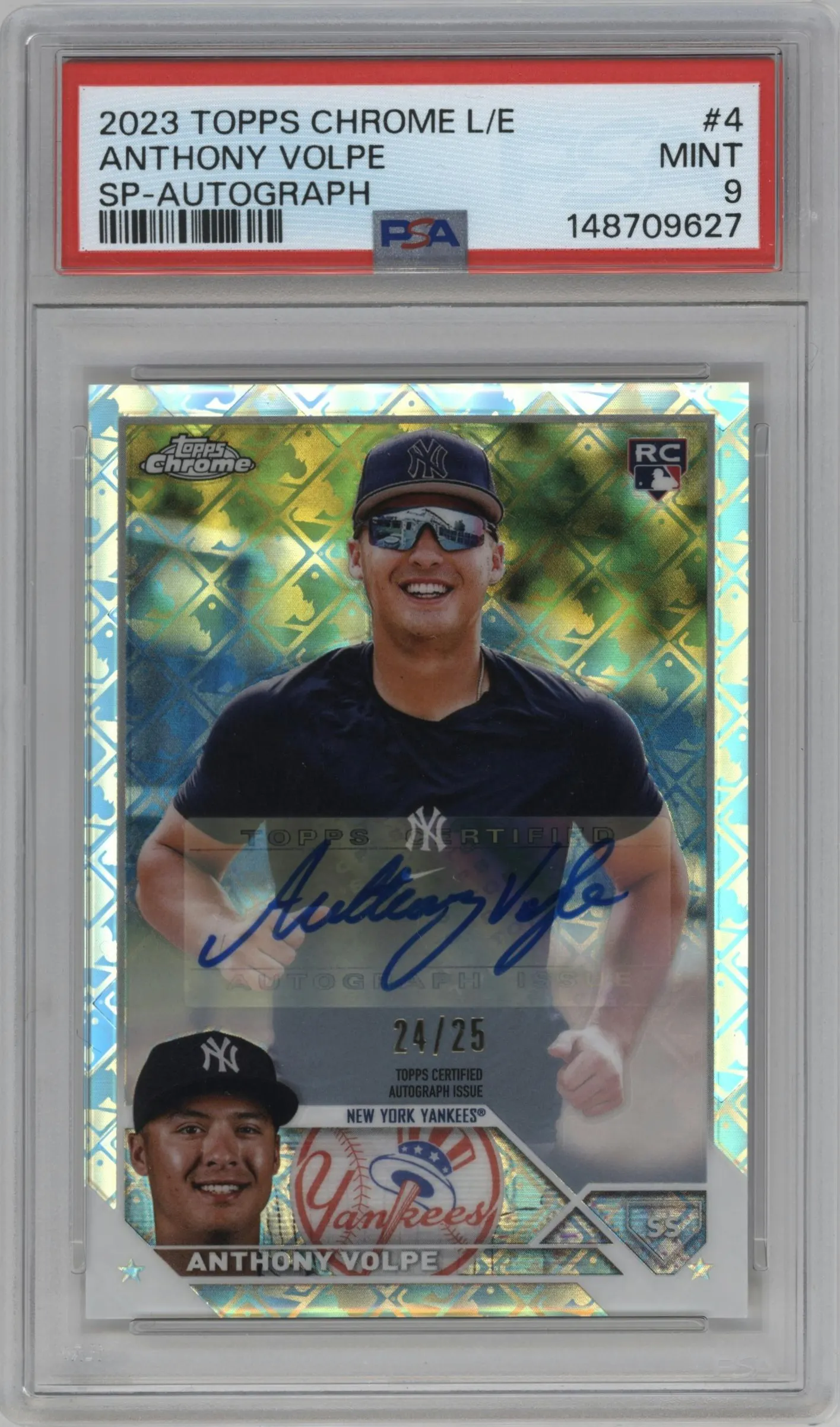 2023 Topps Chrome Logofractor Edition Var.Auto Anthony Volpe #4 PSA 9