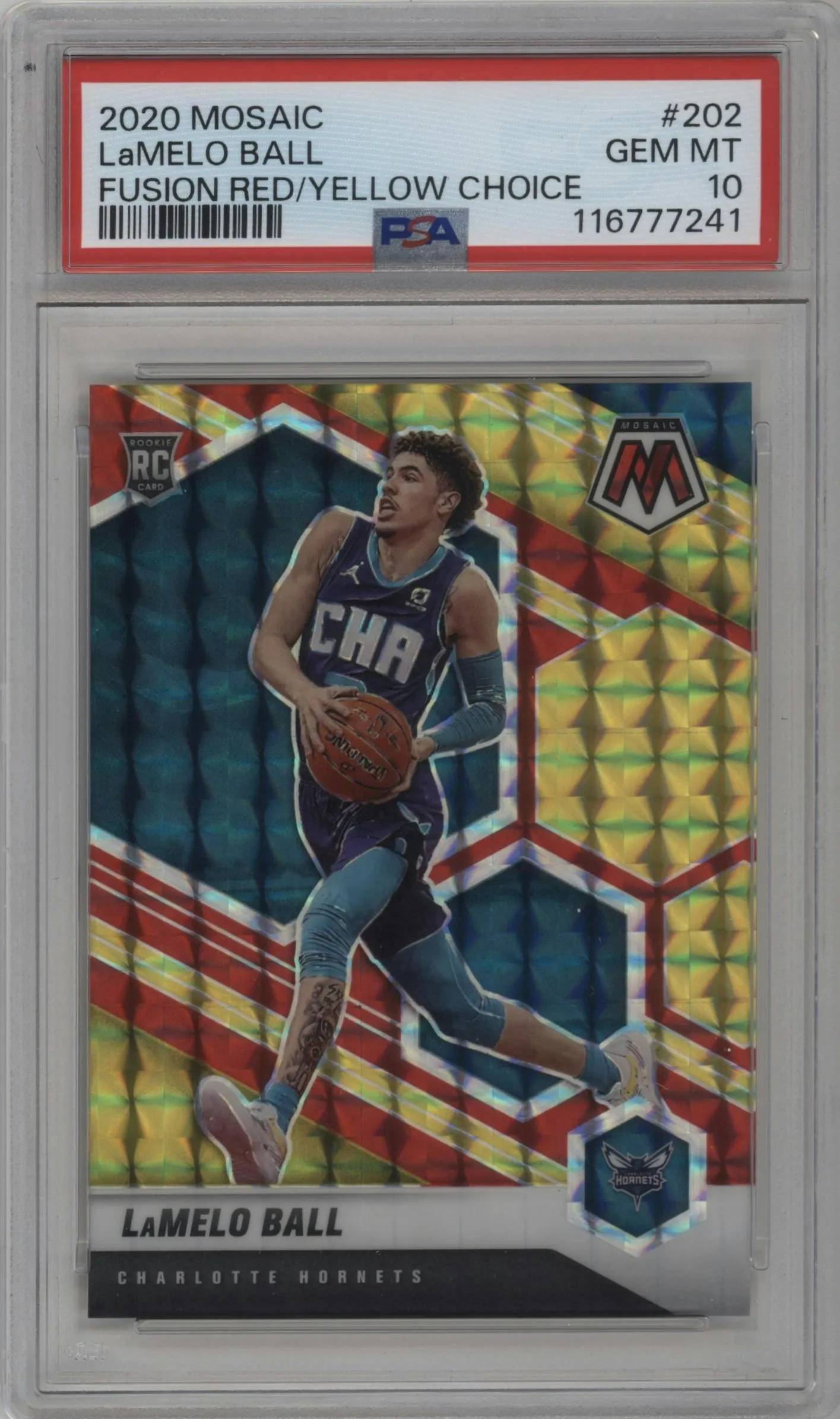 2020 Panini Mosaic LaMelo Ball Choice Fusion Red & Yellow #202 PSA 10
